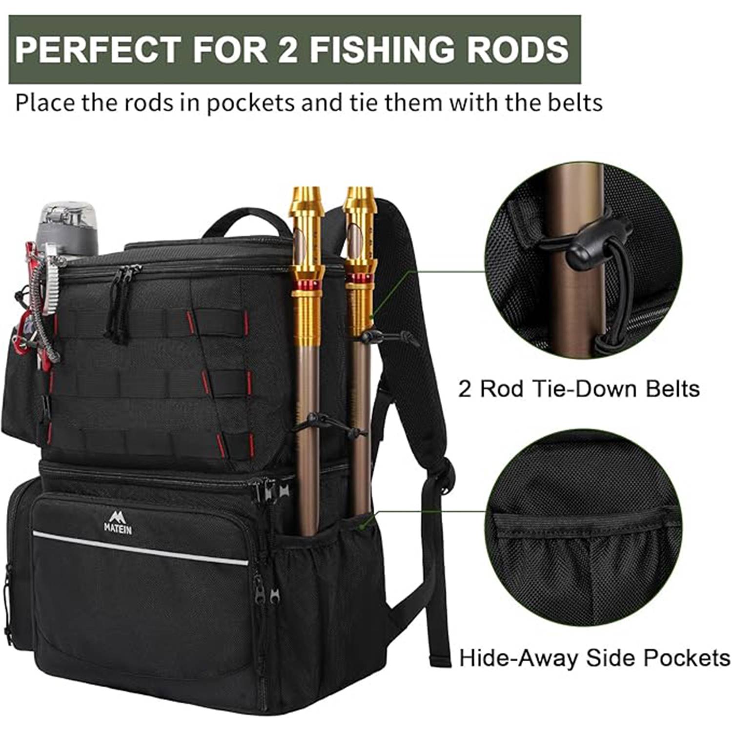 26L Waterproof Fishing Backpack w/ Cooler Compartment 5