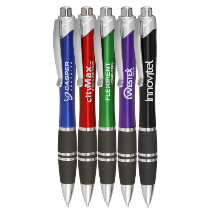 Silver Accent Grip Plastic Pen 3