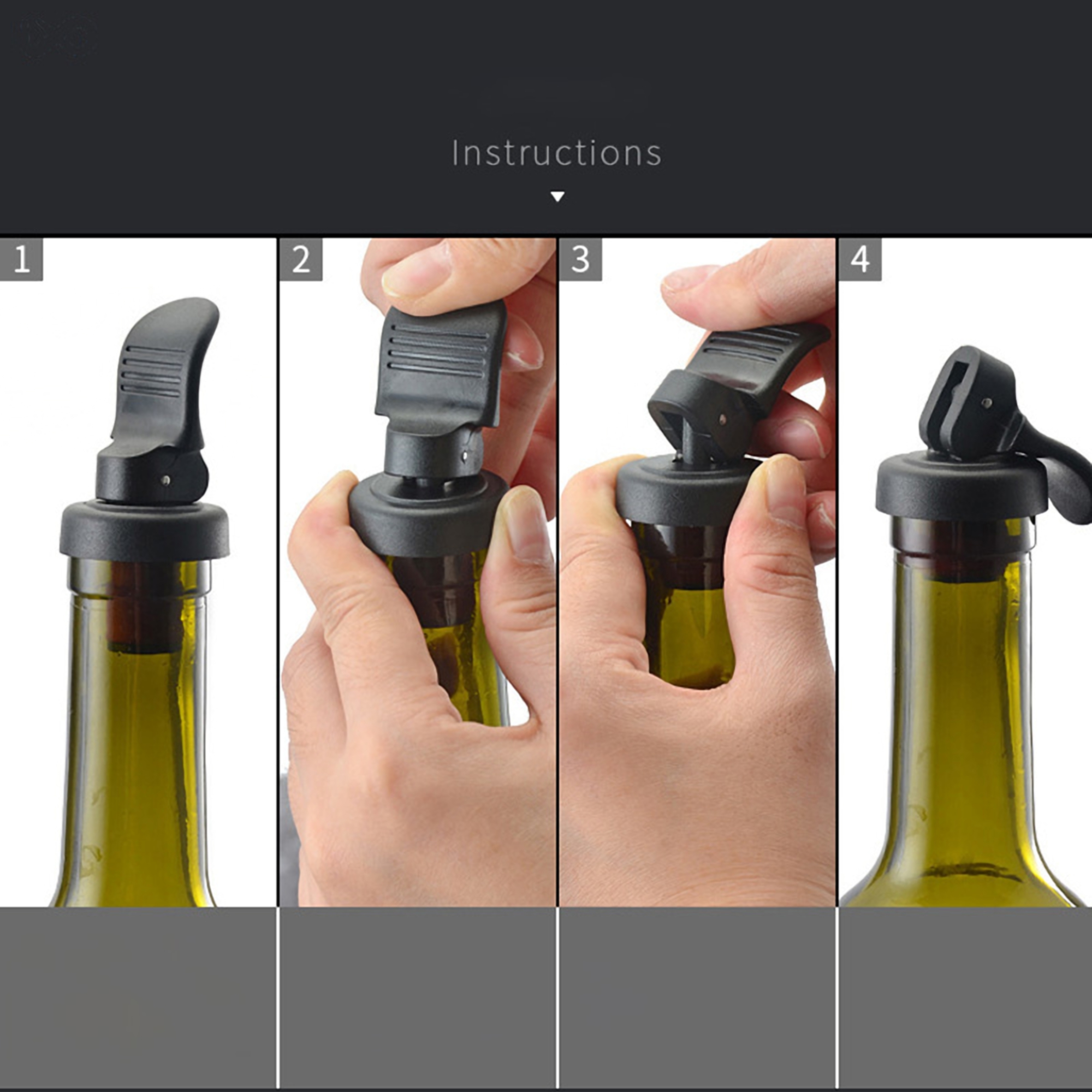 Plastic Wine Bottle Press Vacuum Stoppers 3