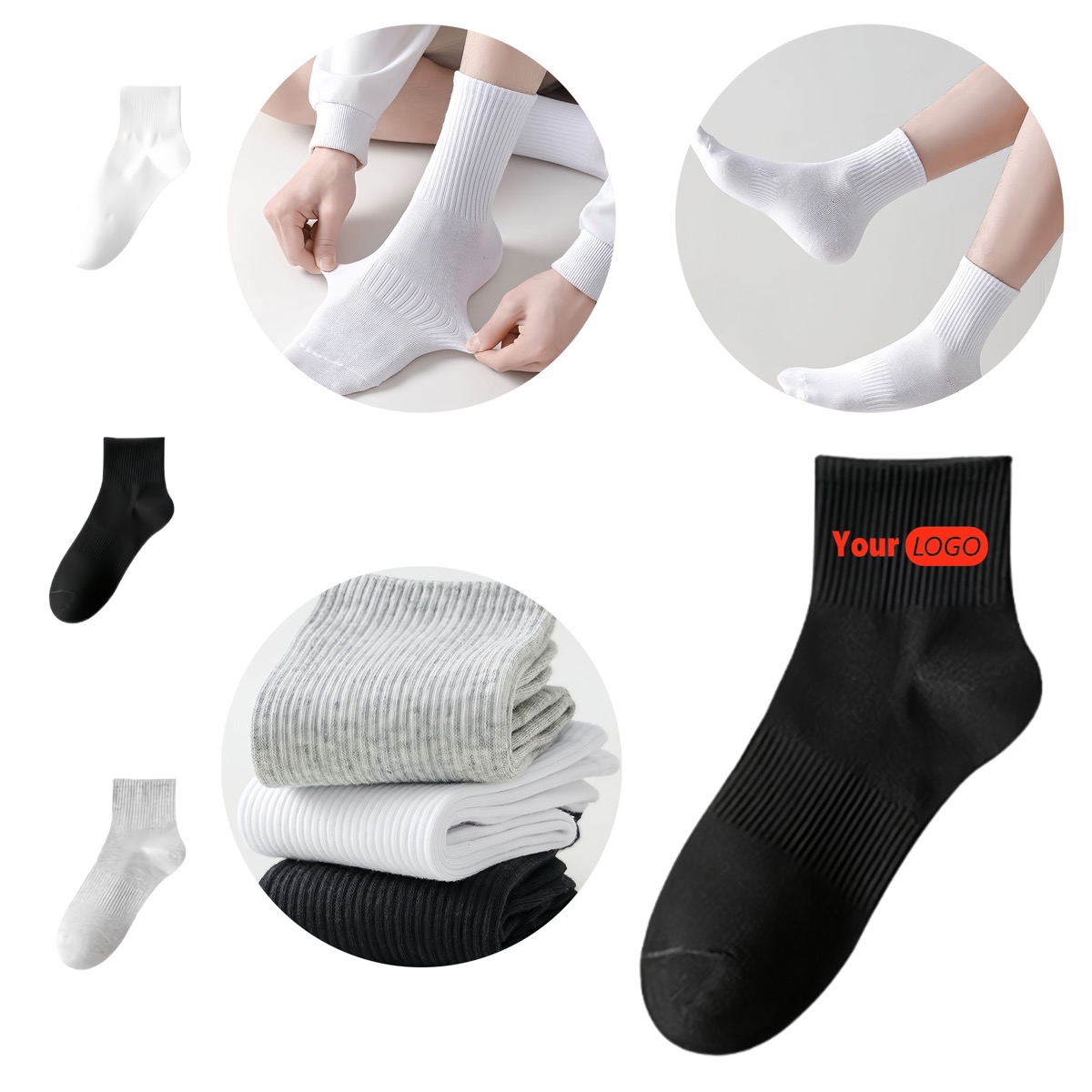 General-purpose Pure Cotton Sweat-absorbing Mid-calf Socks 1