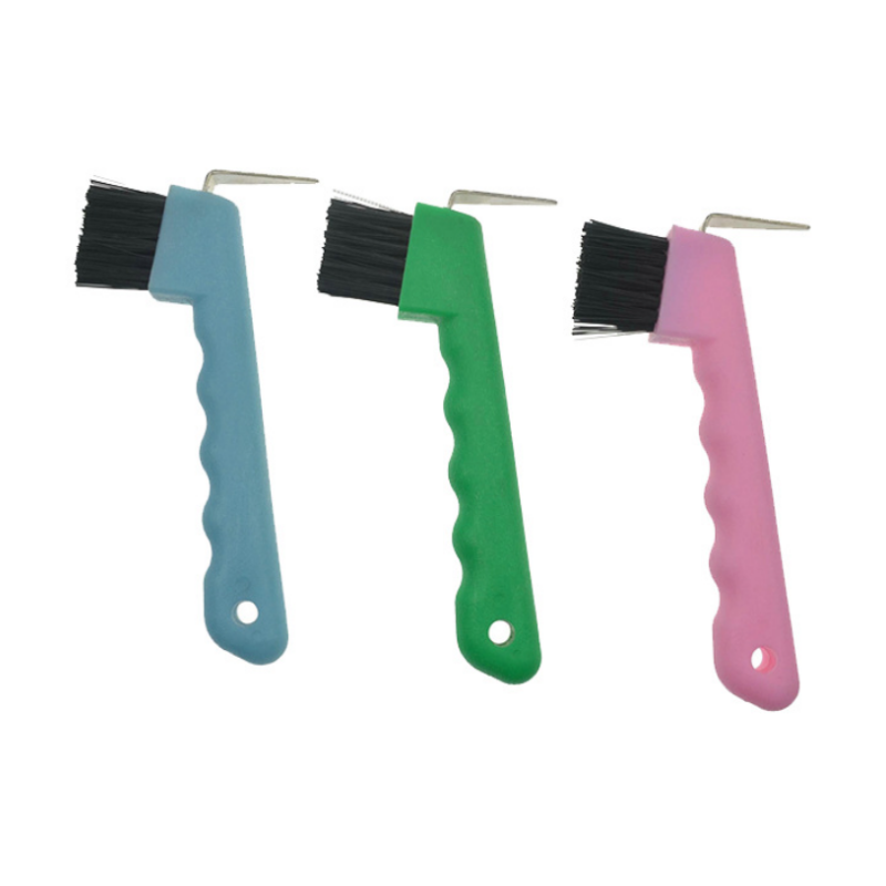 Horse Hoof Pick with Plastic Handle and Brush 2