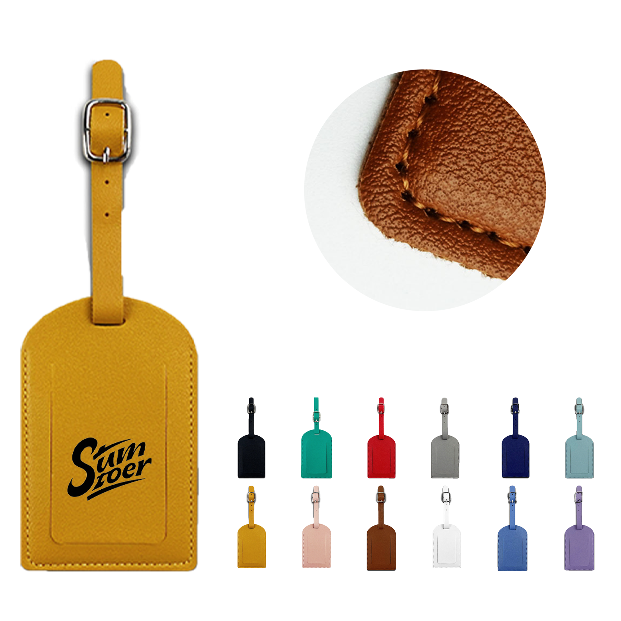 Rectangular Leather Luggage Tag 3