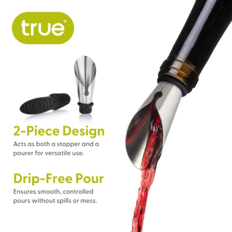 True® Duo Bottle Stopper And Pour Spout in Black 5