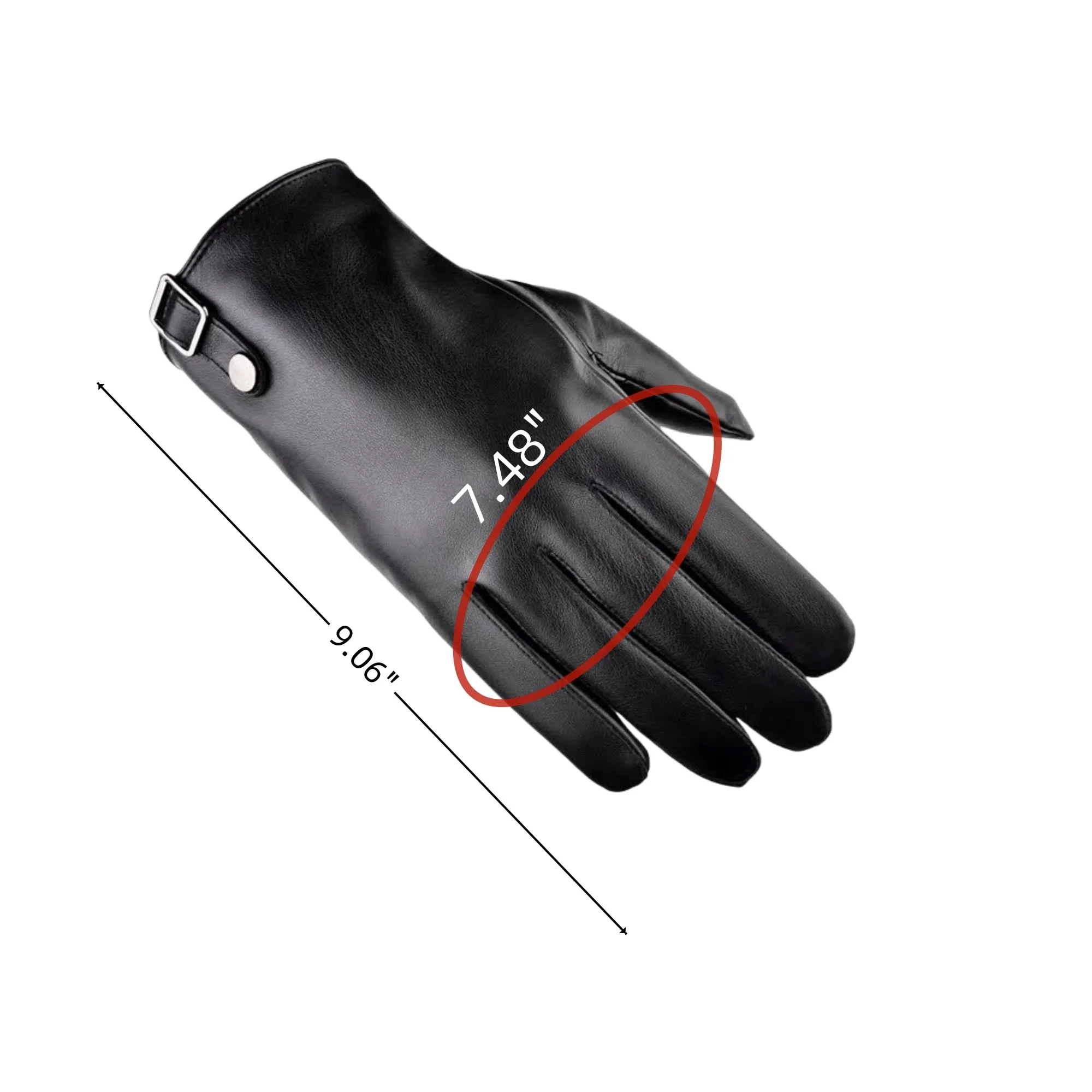 Mens Winter Lined Leather Motorcycle Gloves 2