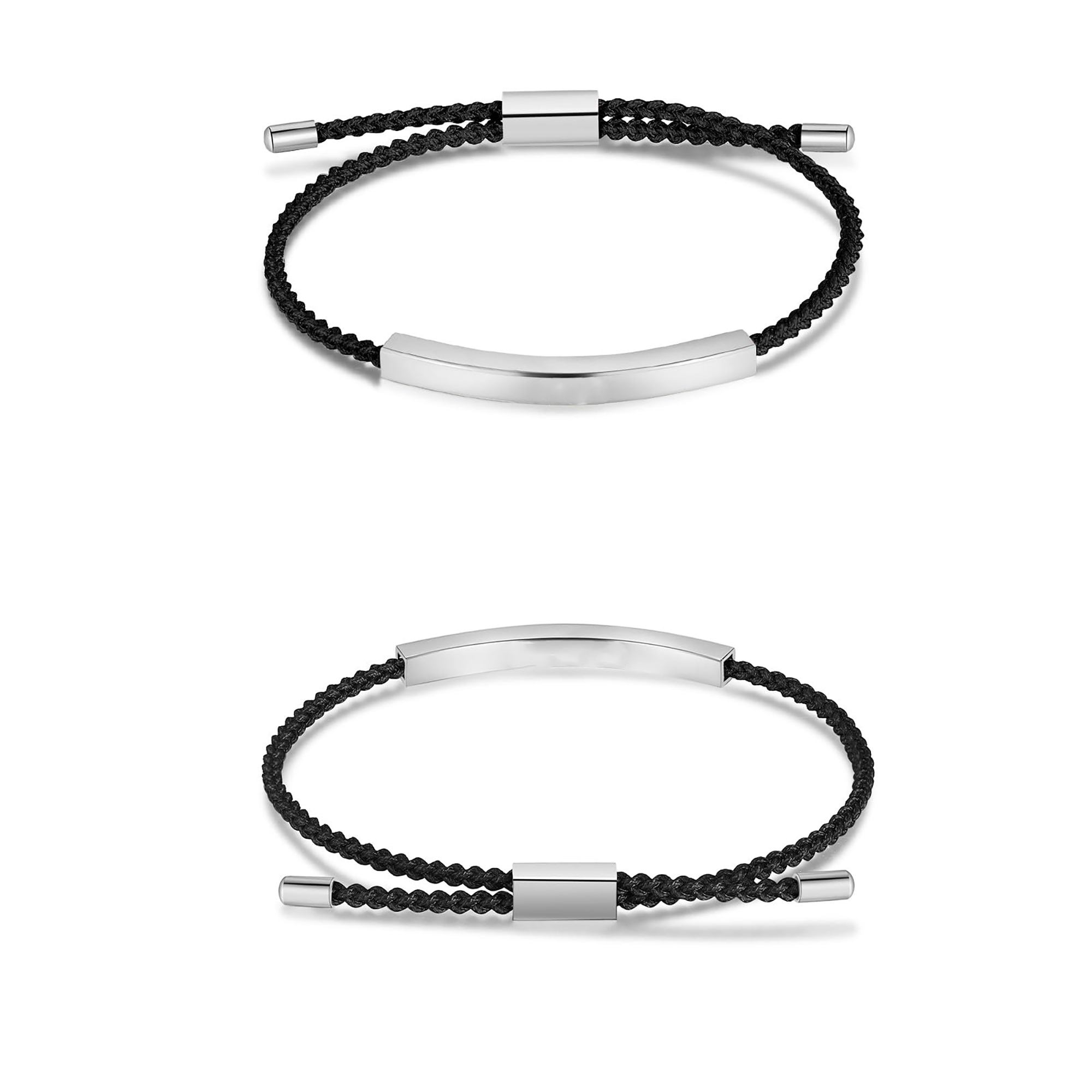 Adjustable Woven Cord Stainless Steel Bracelet 6
