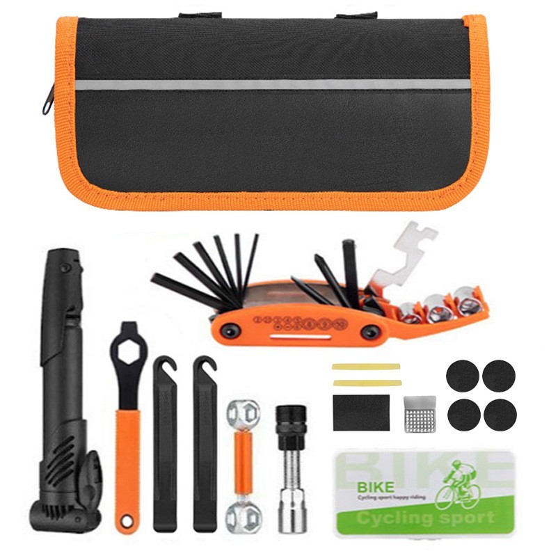 Portable Tool Kit Bicycle Repair Bag With Tire Pump 3