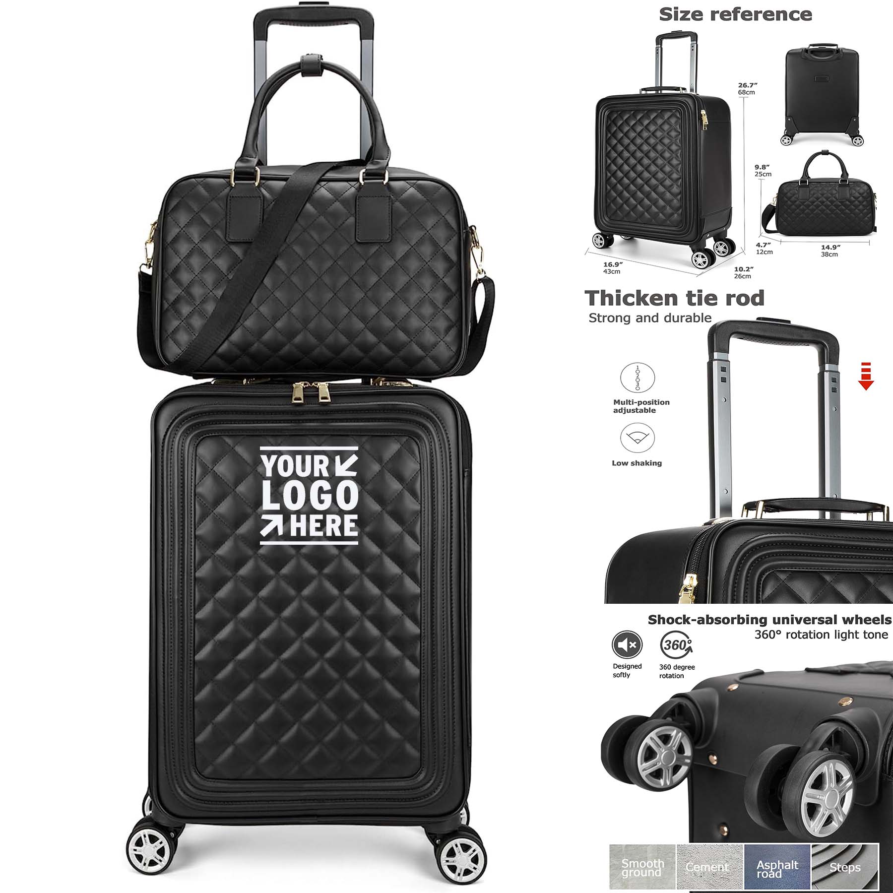 Softside Durable PVC Travel Spinner Wheels Lightweight 24Inch Luggage Sets 2