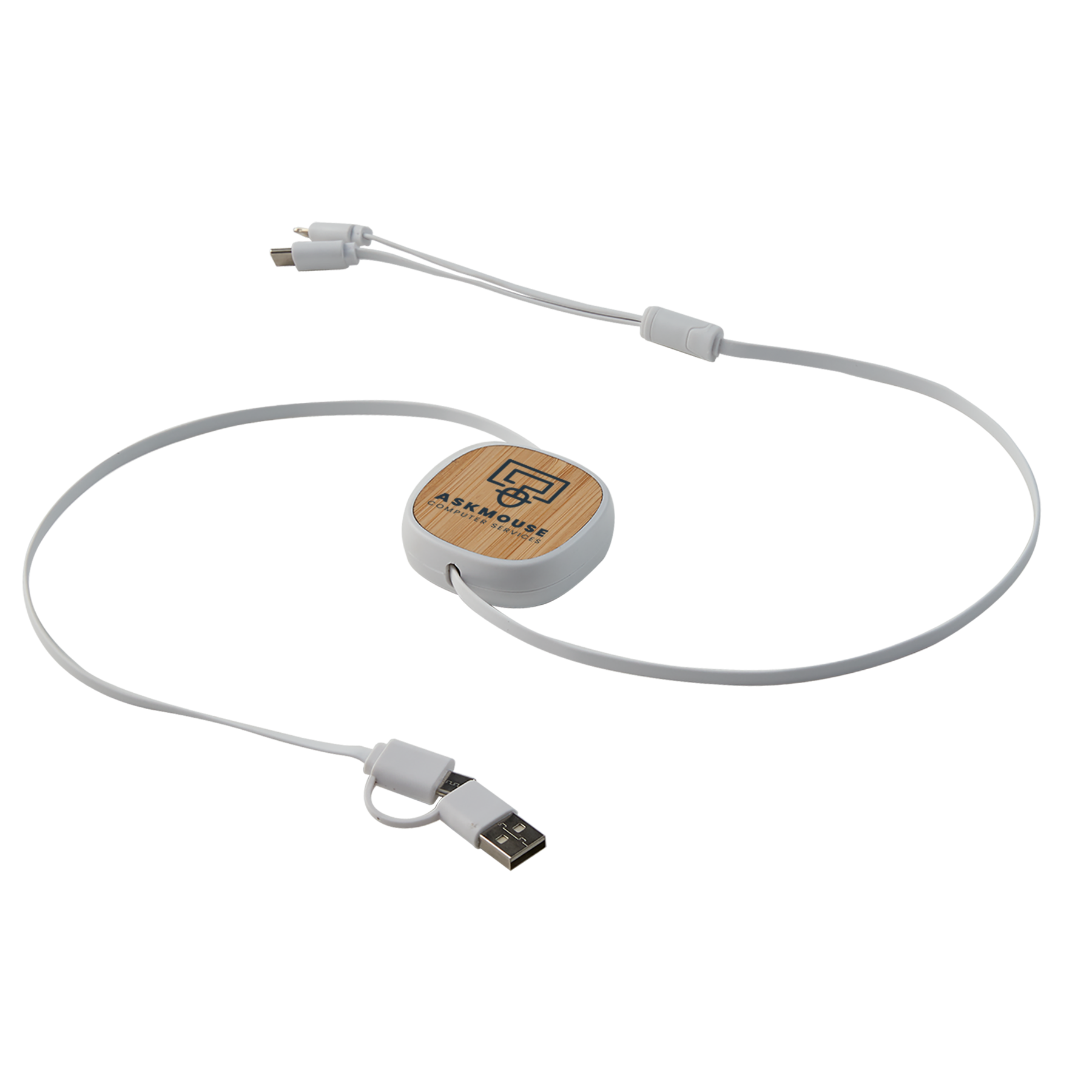 Dual Input 3-IN-1 Bamboo Retractable Cable 14