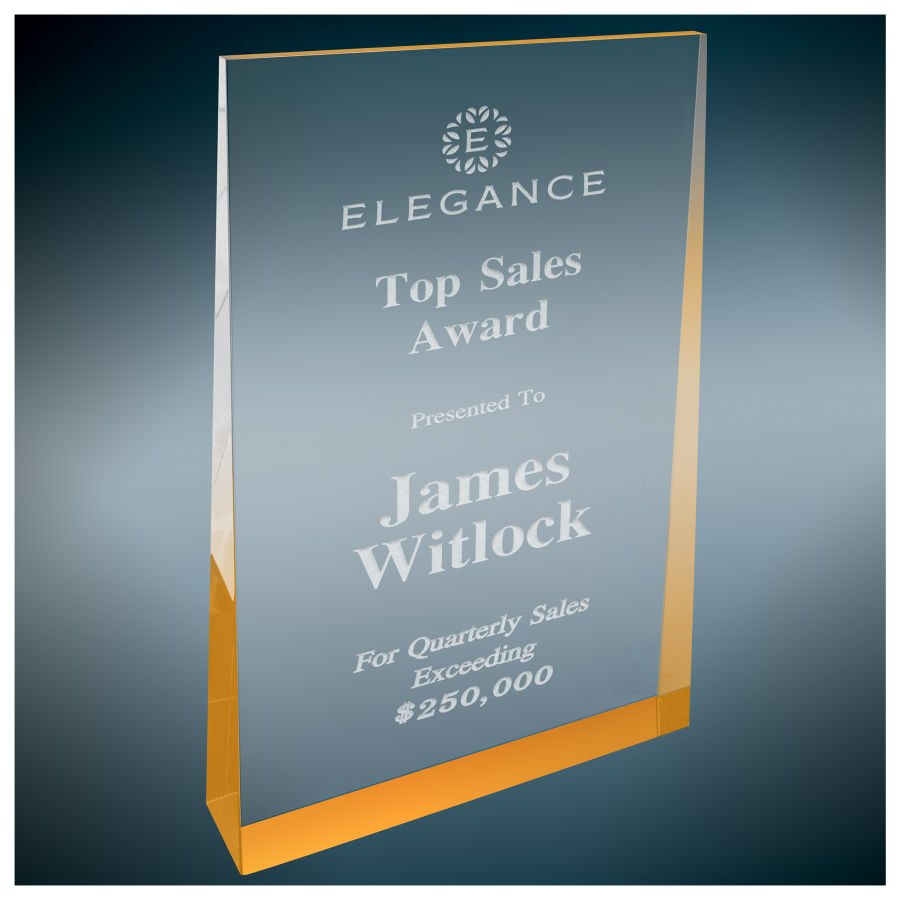 5" X 8" Gold Acrylic Wedge Award