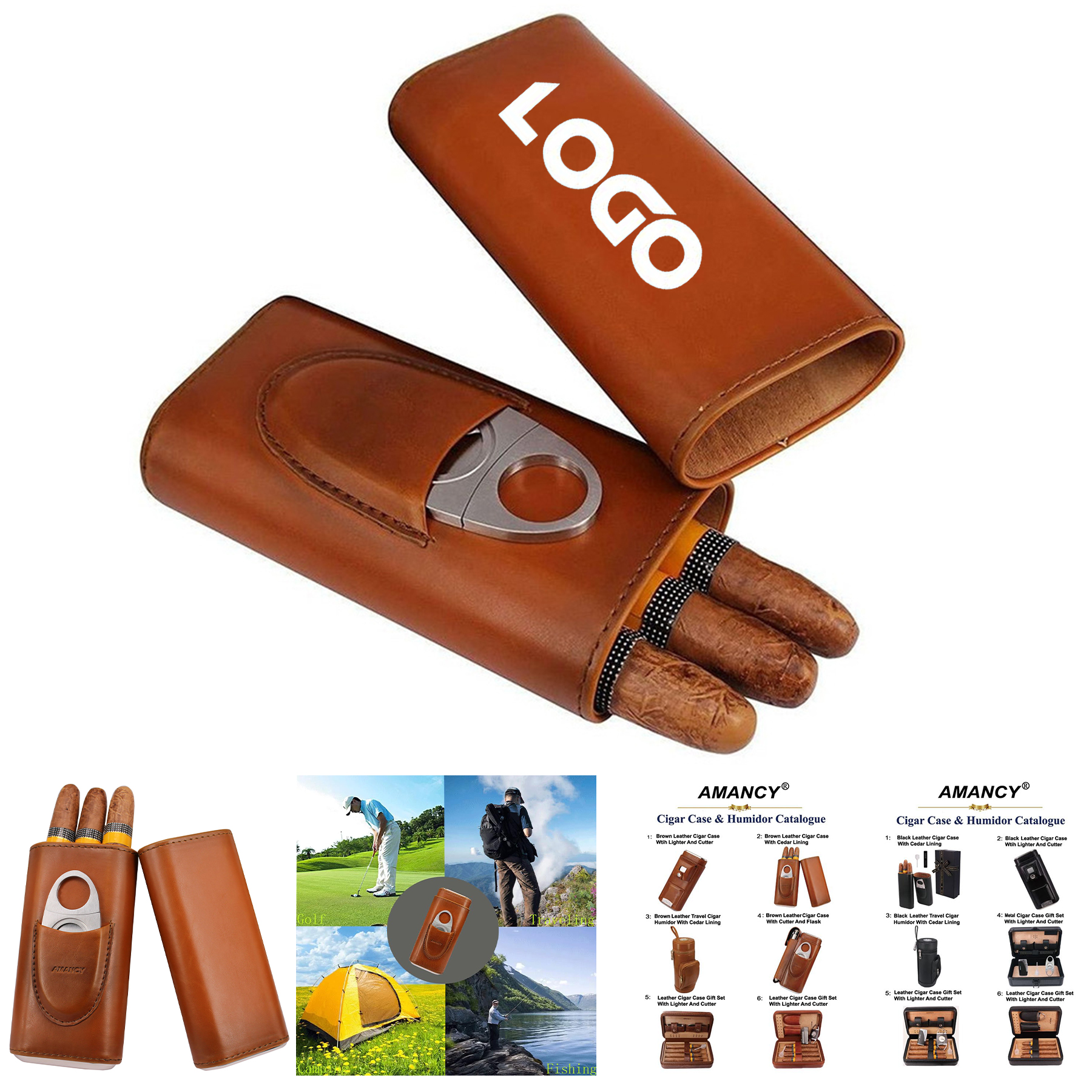 3- Finger Brown Leather Cigar Case 2