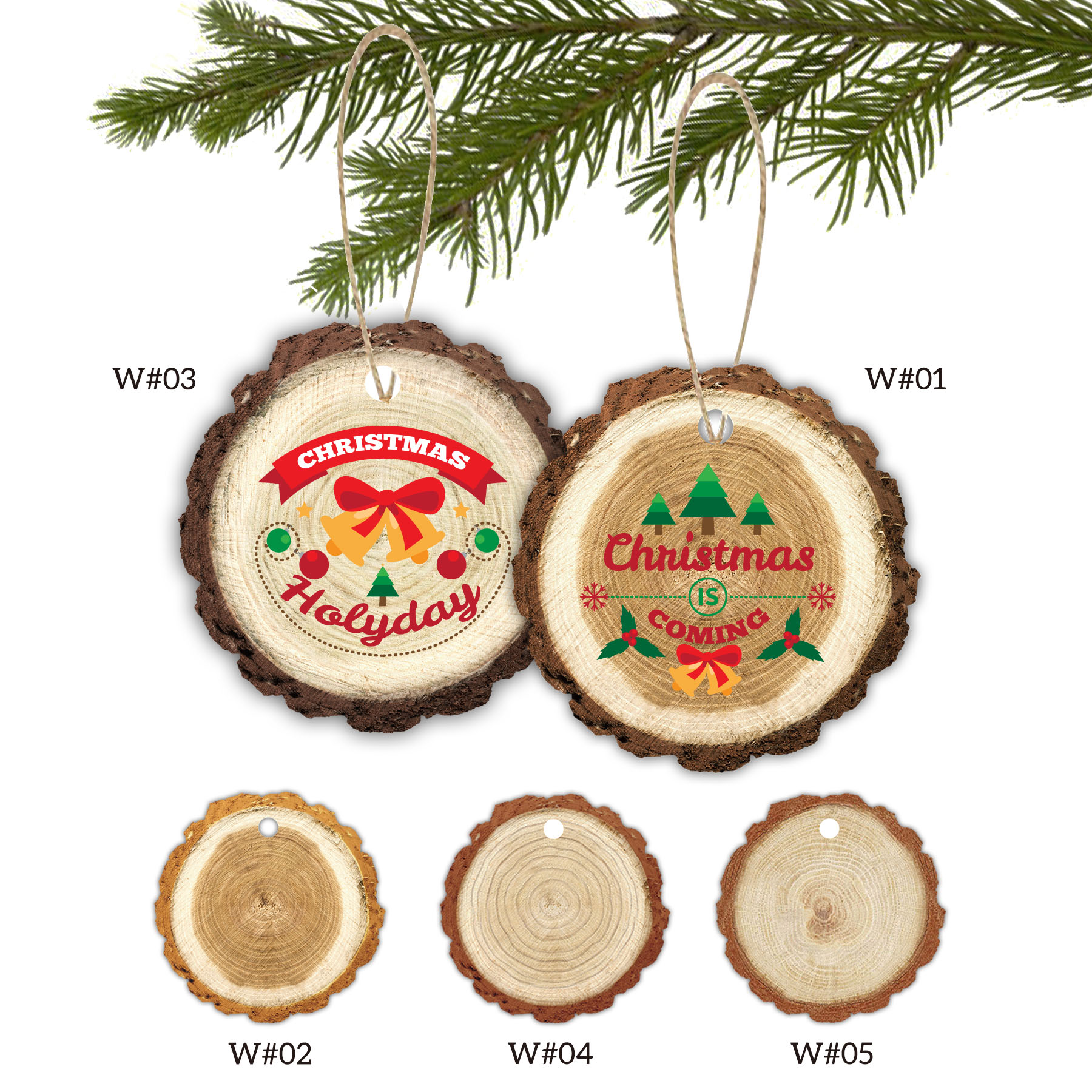 2" Full Color Christmas Ornament - Trunk w/ hemp rope 3