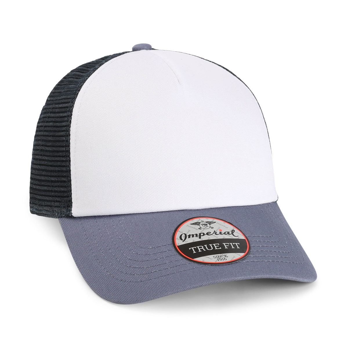 Imperial 1287 5-Panel North Country Trucker Hat w/ Leatherette Patches or Embroidery 2