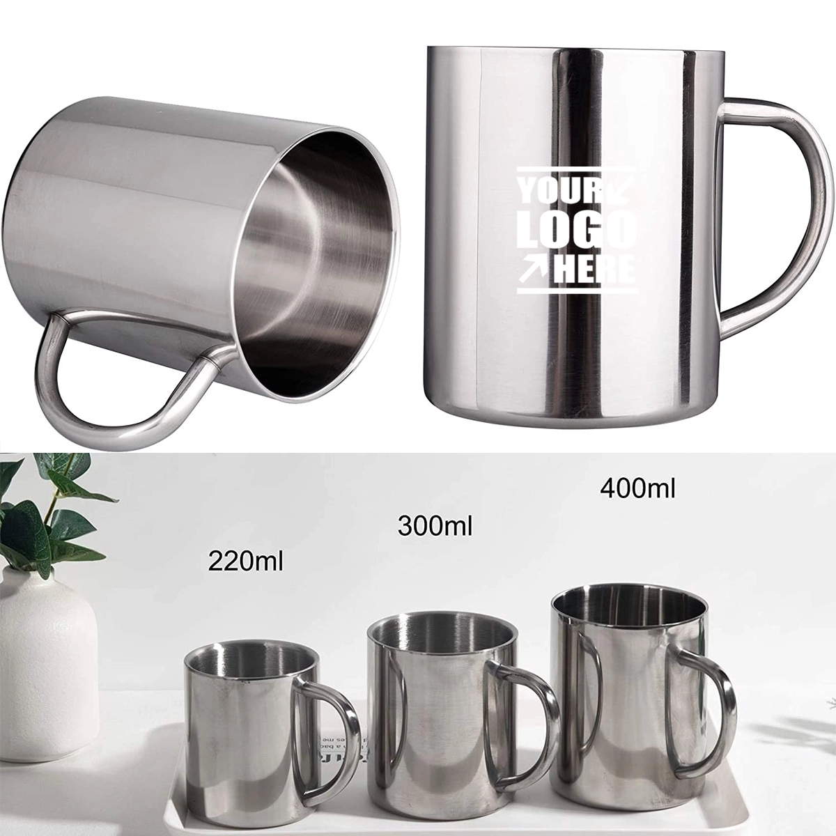 Unbreakable Mugs Double Walled Camping Coffee Mugs 400Ml 1
