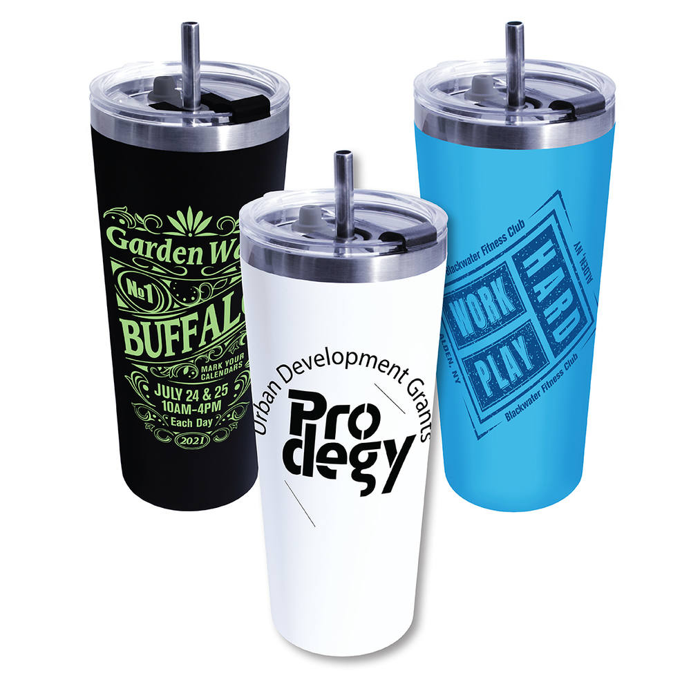 22 oz. Memphis Tumbler With Flip Top Lid & Stainless Steel Straw