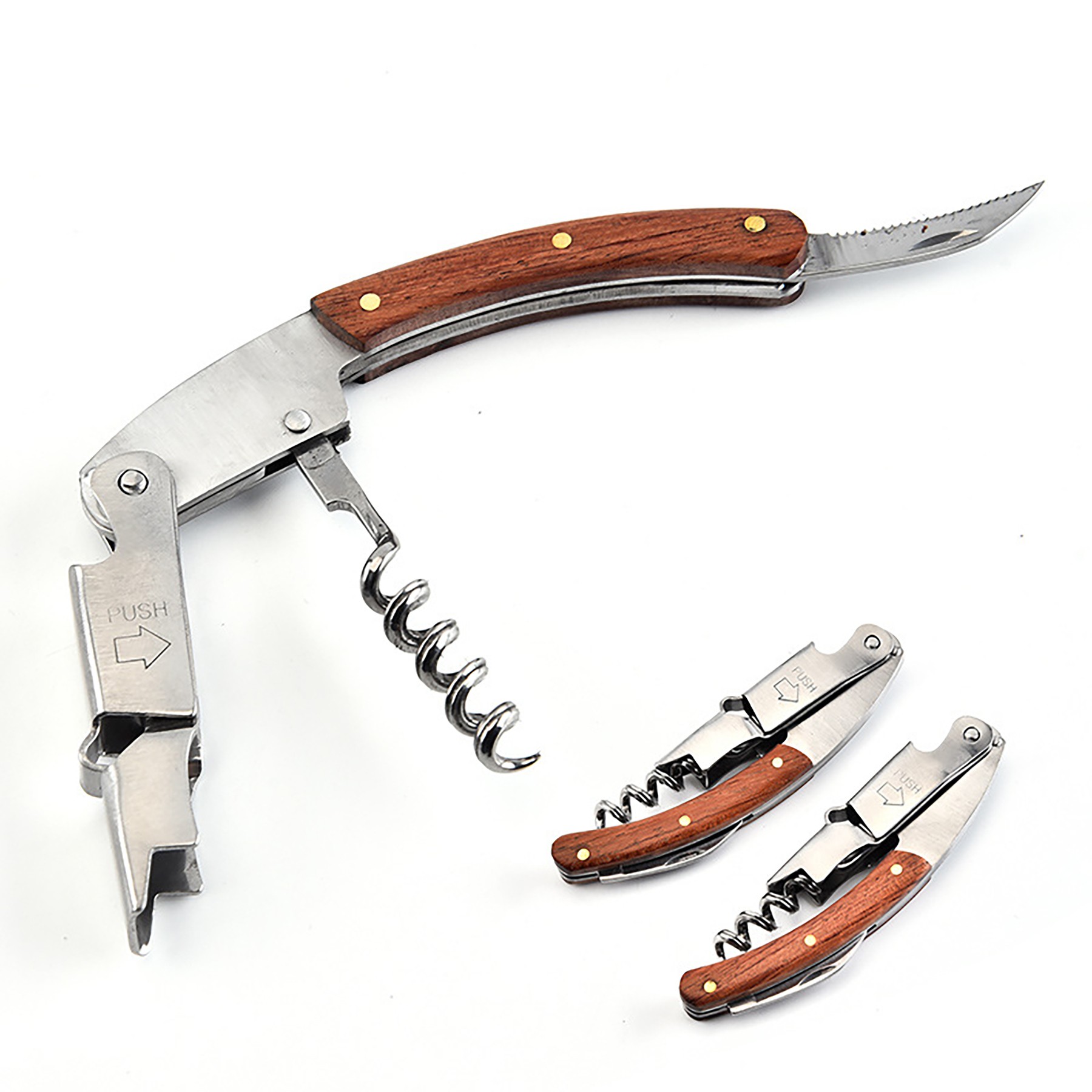 Rosewood Wood Handle Stainless Steel Bottle Opener 3