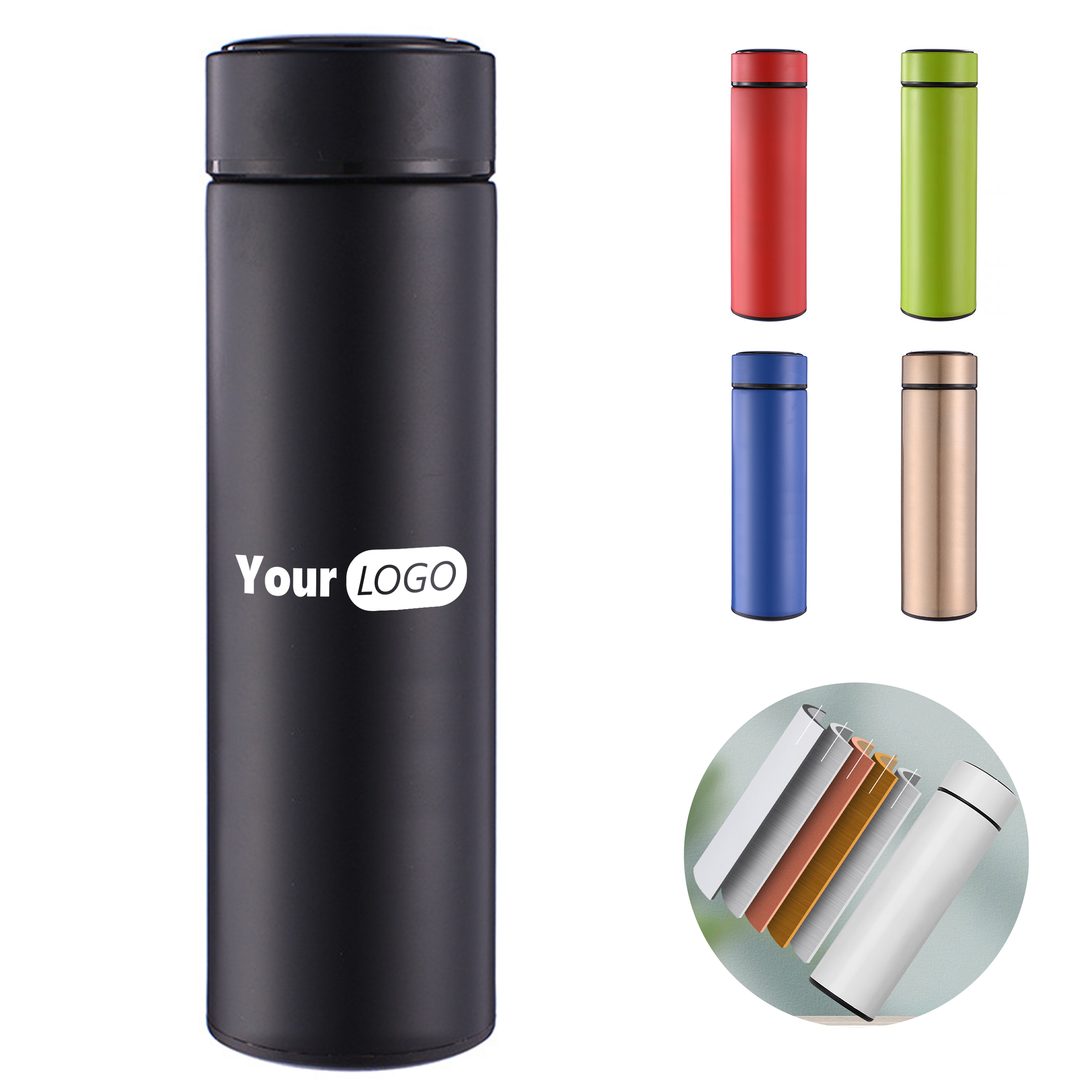 Stainless Steel Solid Color Intelligent Thermos Bottle 3