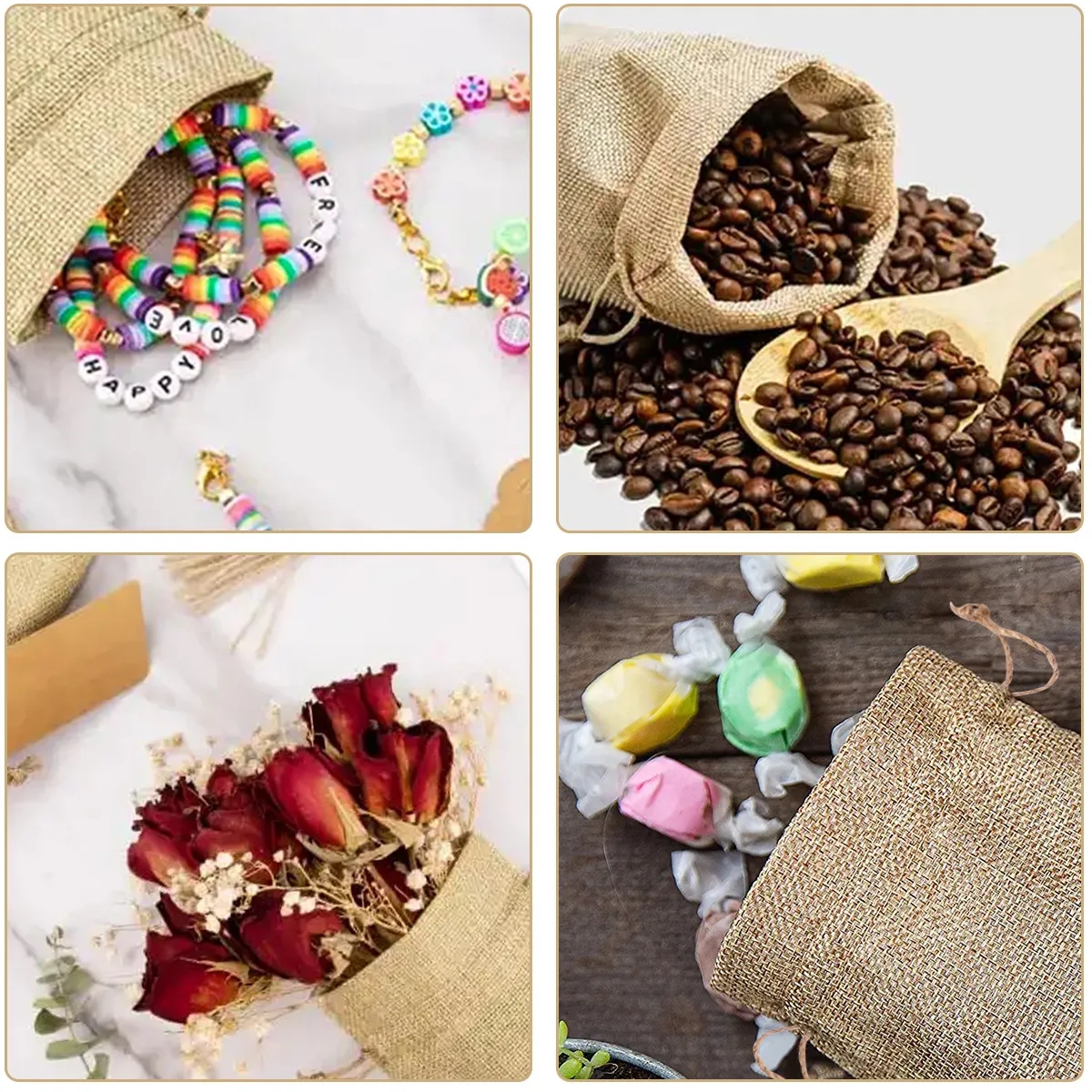 Medium Natural Burlap Pouches 2