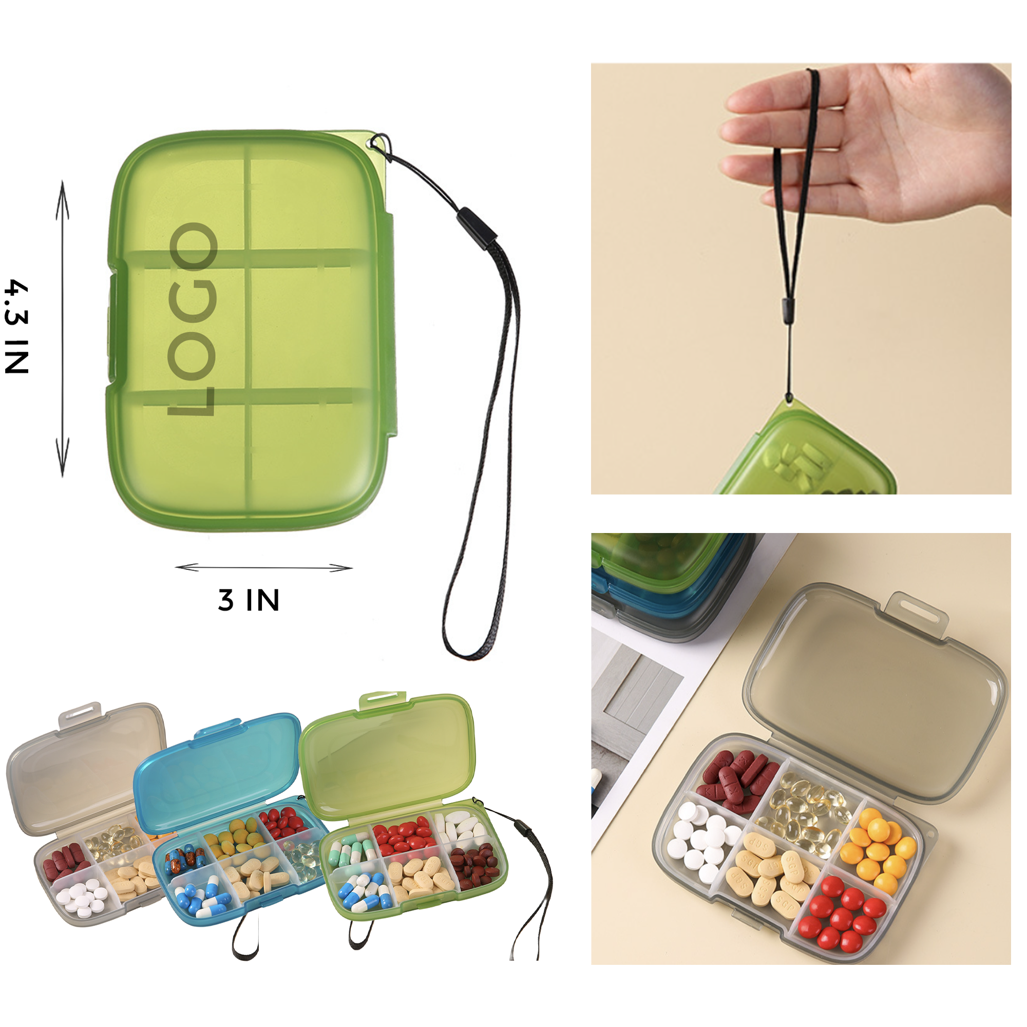 MOQ 10 PCS Durable 6 Compartments Pill Organizer 2
