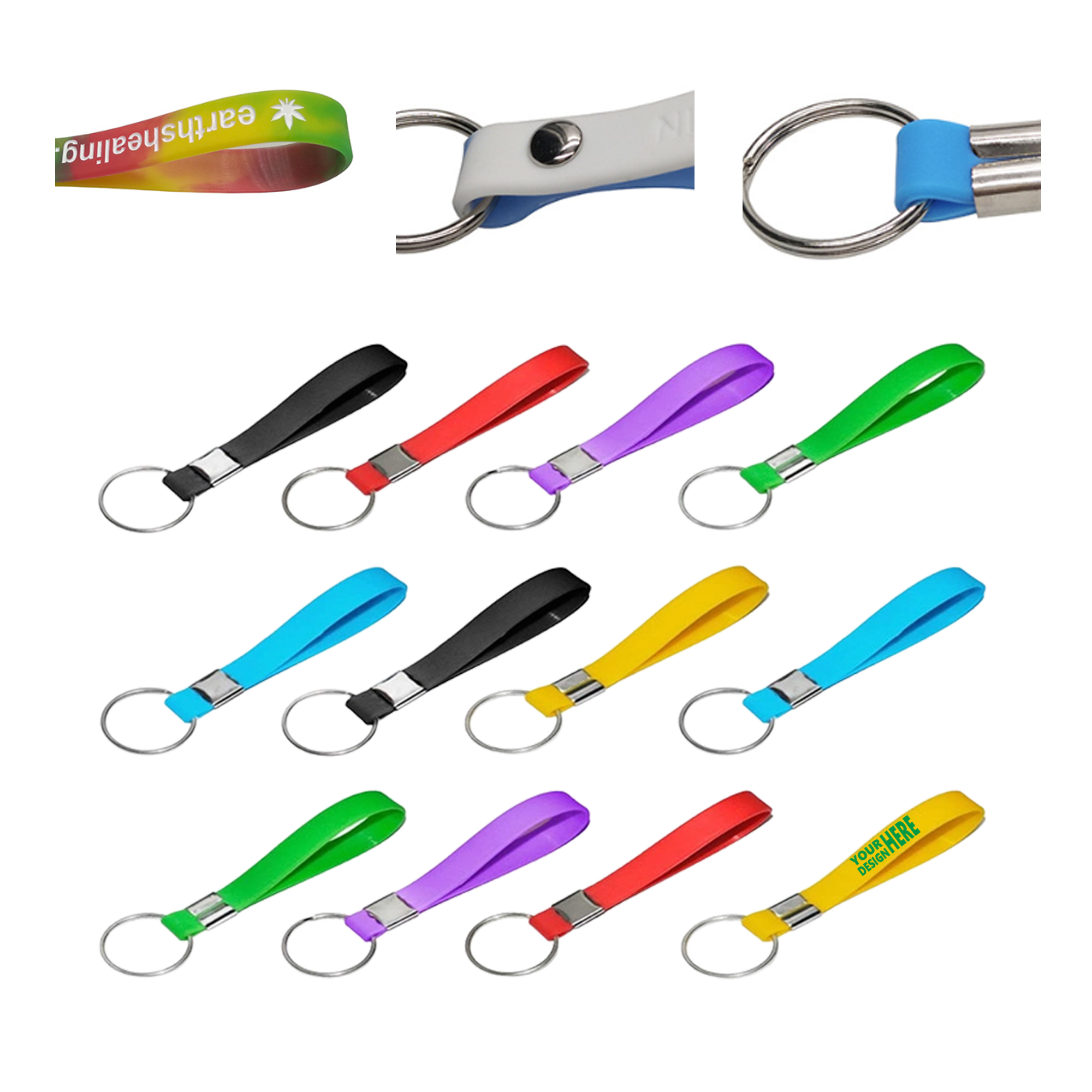 MOQ 50 Custom Silicone Wristband Keychain for Car Key Charm 1