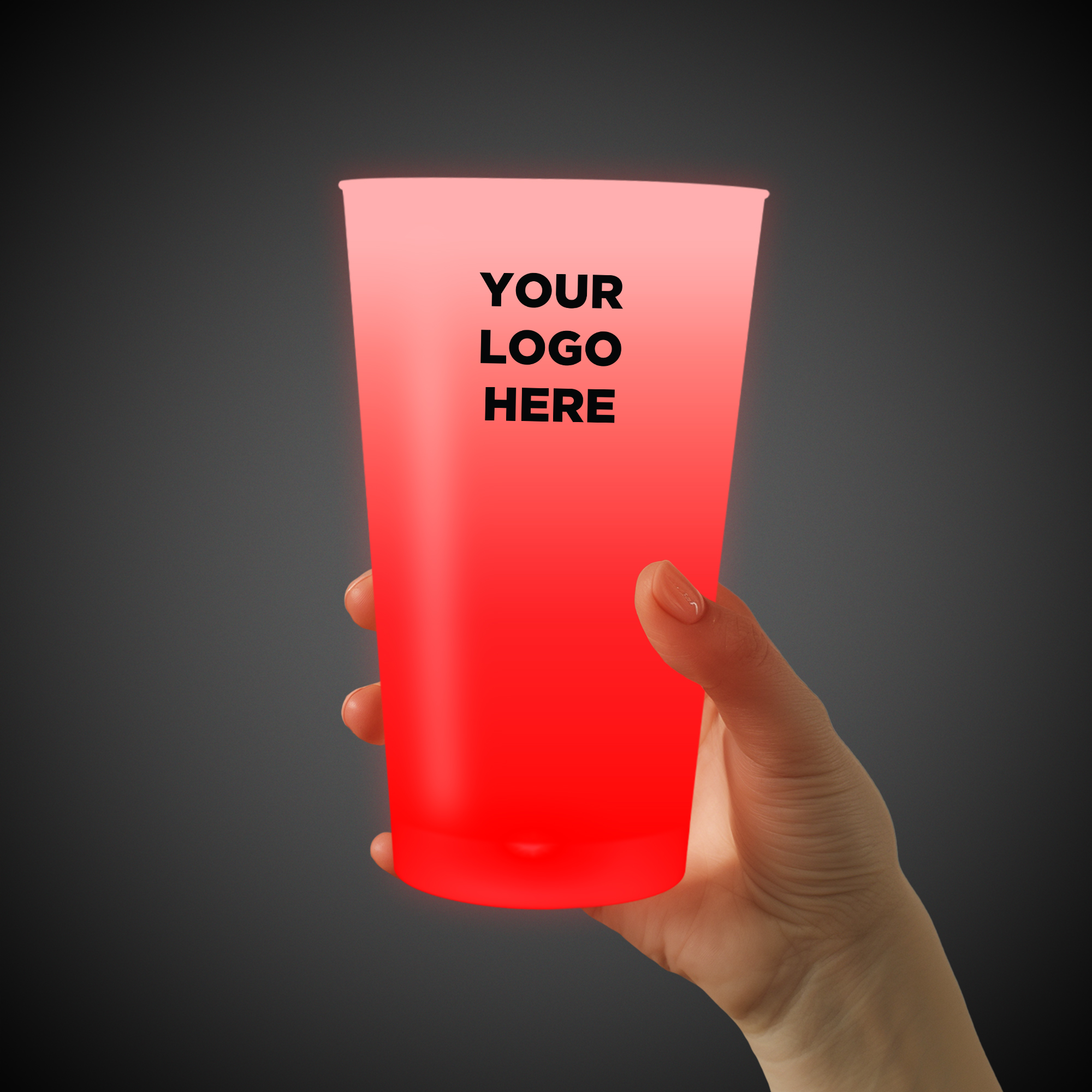 Red LED Glow Light Up Neon Look 16 oz Pint Glass(Pad Print)