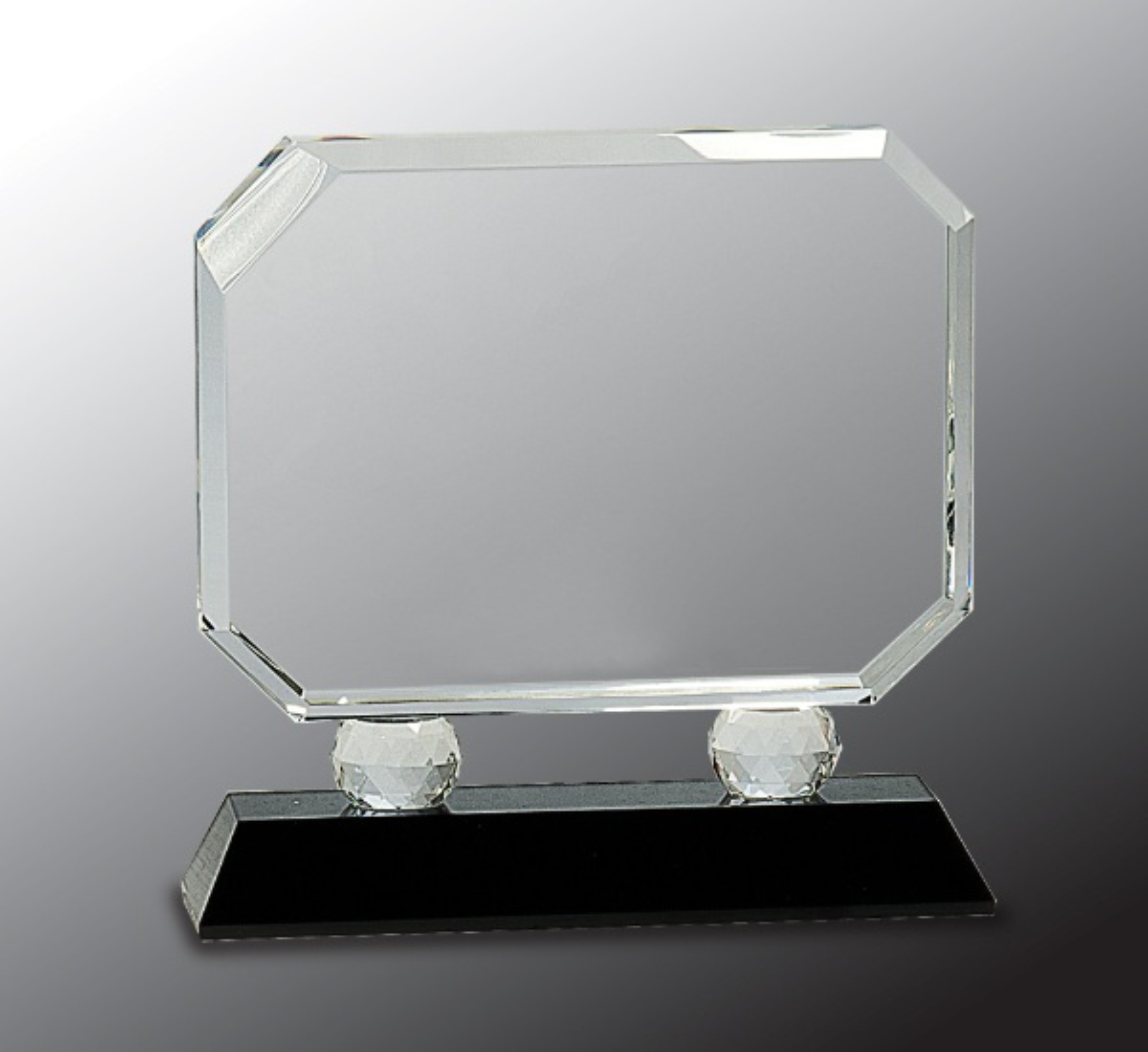 6 3/4" Rectangle Crystal on Black Pedestal Base Crystal Award 3