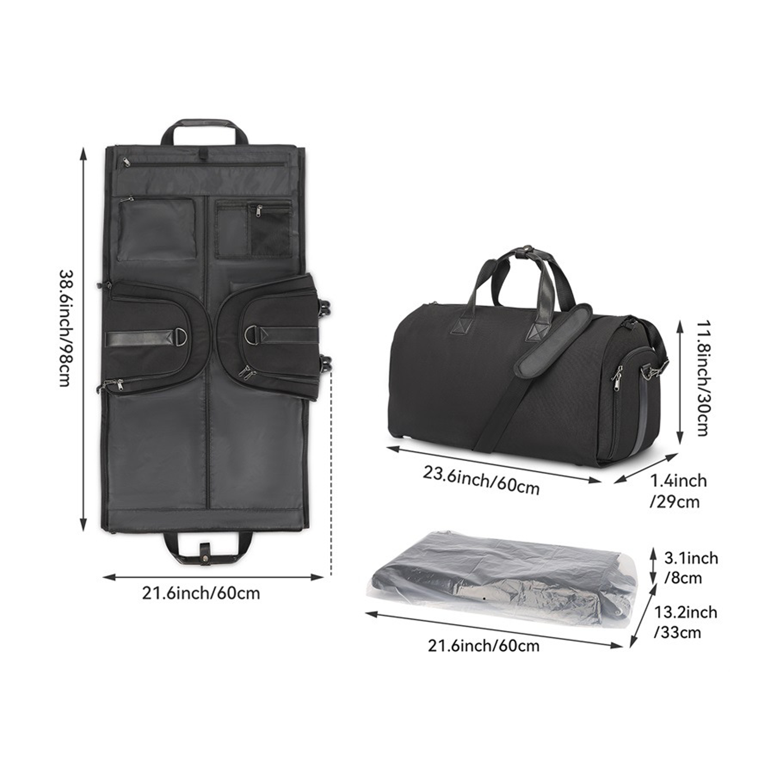 2 In 1 Heavy Hanging Garment Suitcase Duffel Bags 2