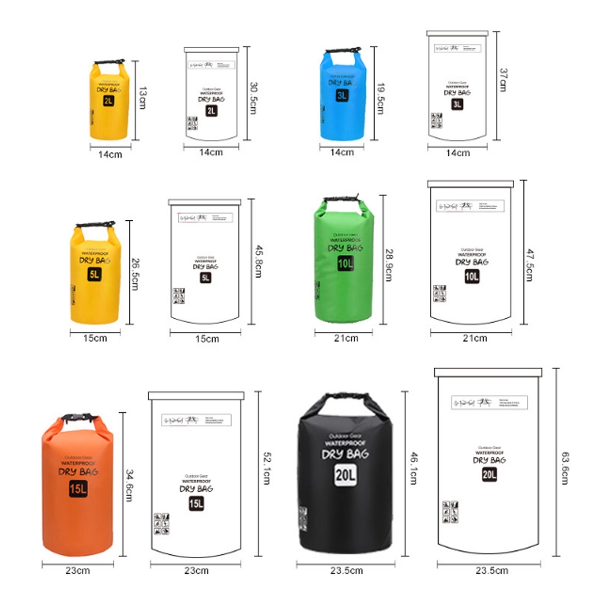Custom High Quality Roll Compression Waterproof Dry Bag 5L 3