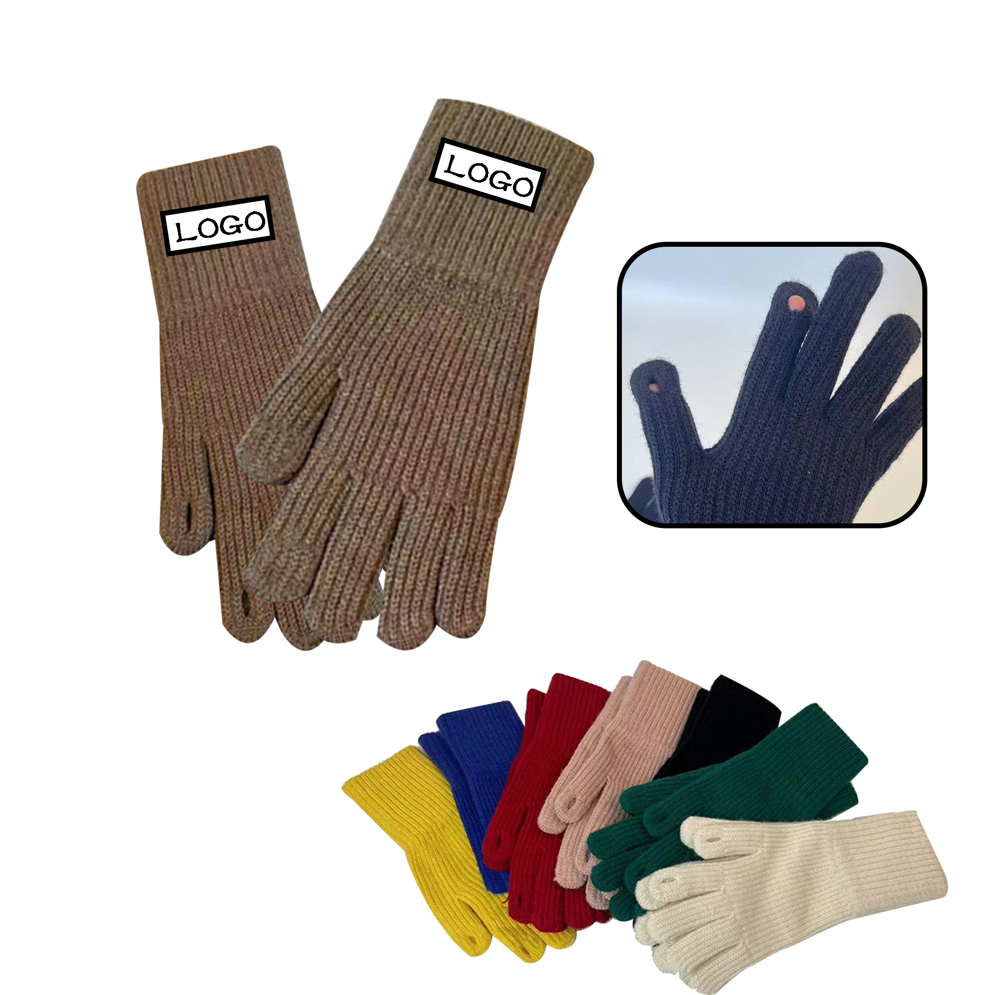 MOQ 100 PCS Winter Knit Touch Gloves 2