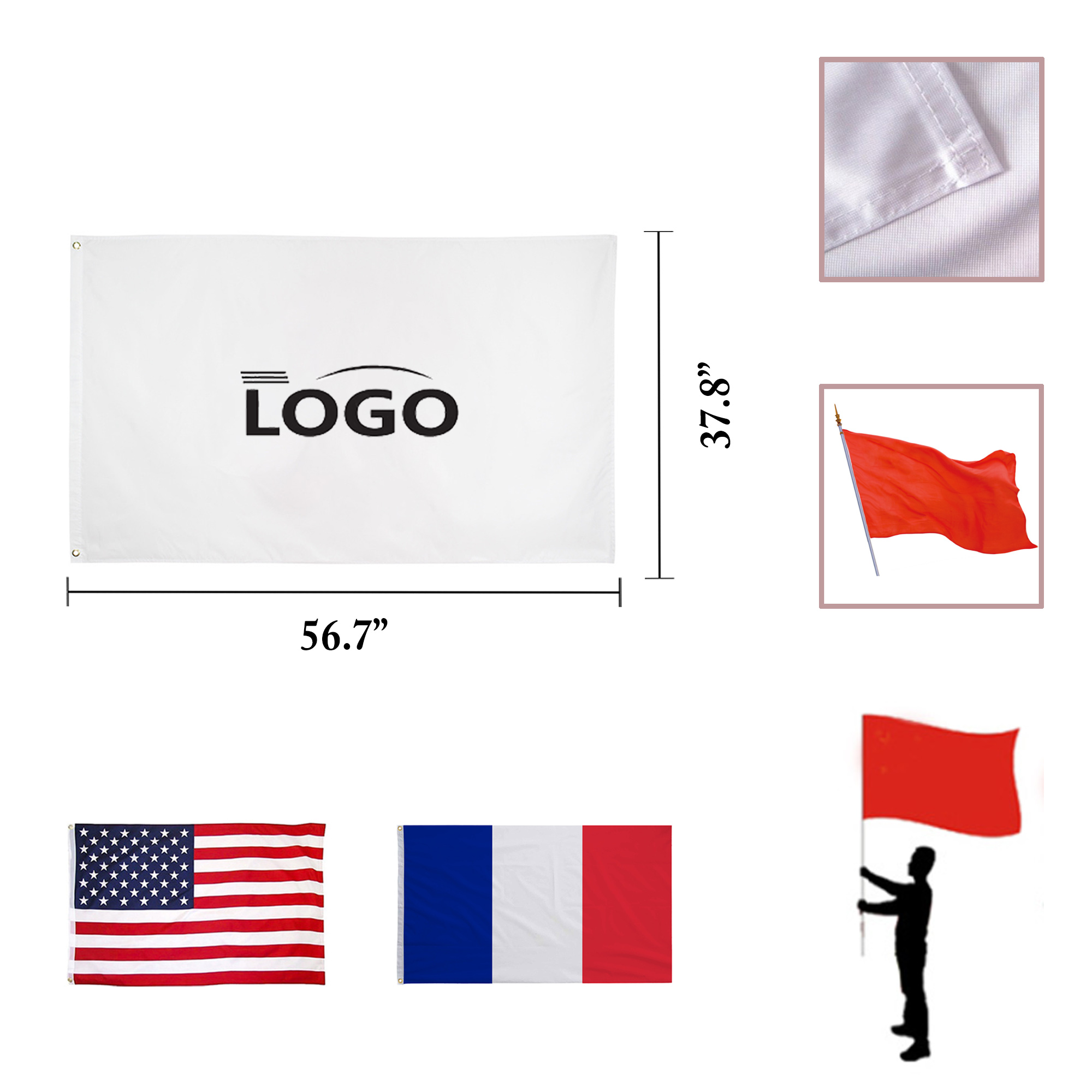 MOQ25 Custom Full Color 56x38 Double Sided Flag 1