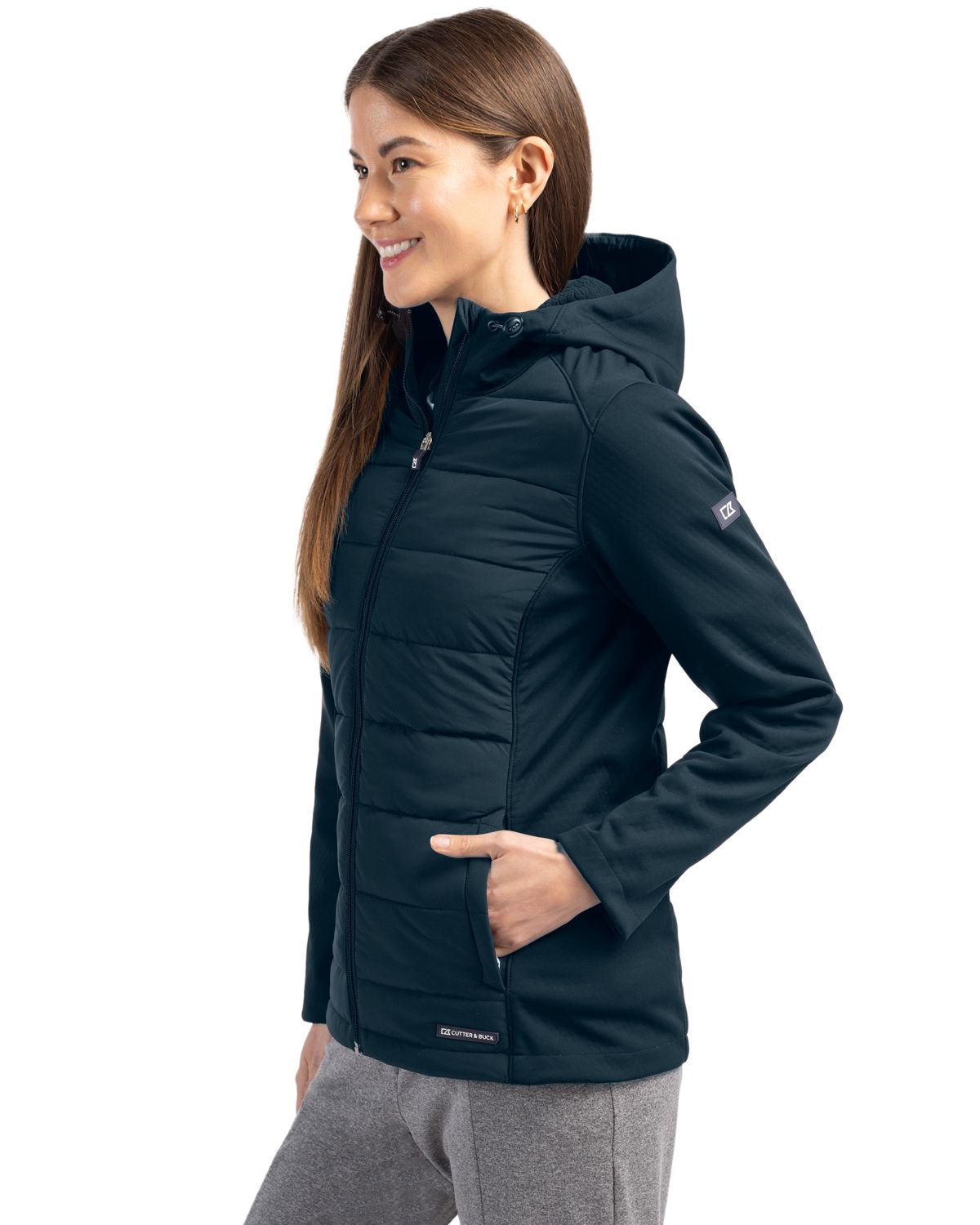 Cutter & Buck Evoke Recycled Honeycomb Fleece Womens Hybrid Full Zip Jacket 28