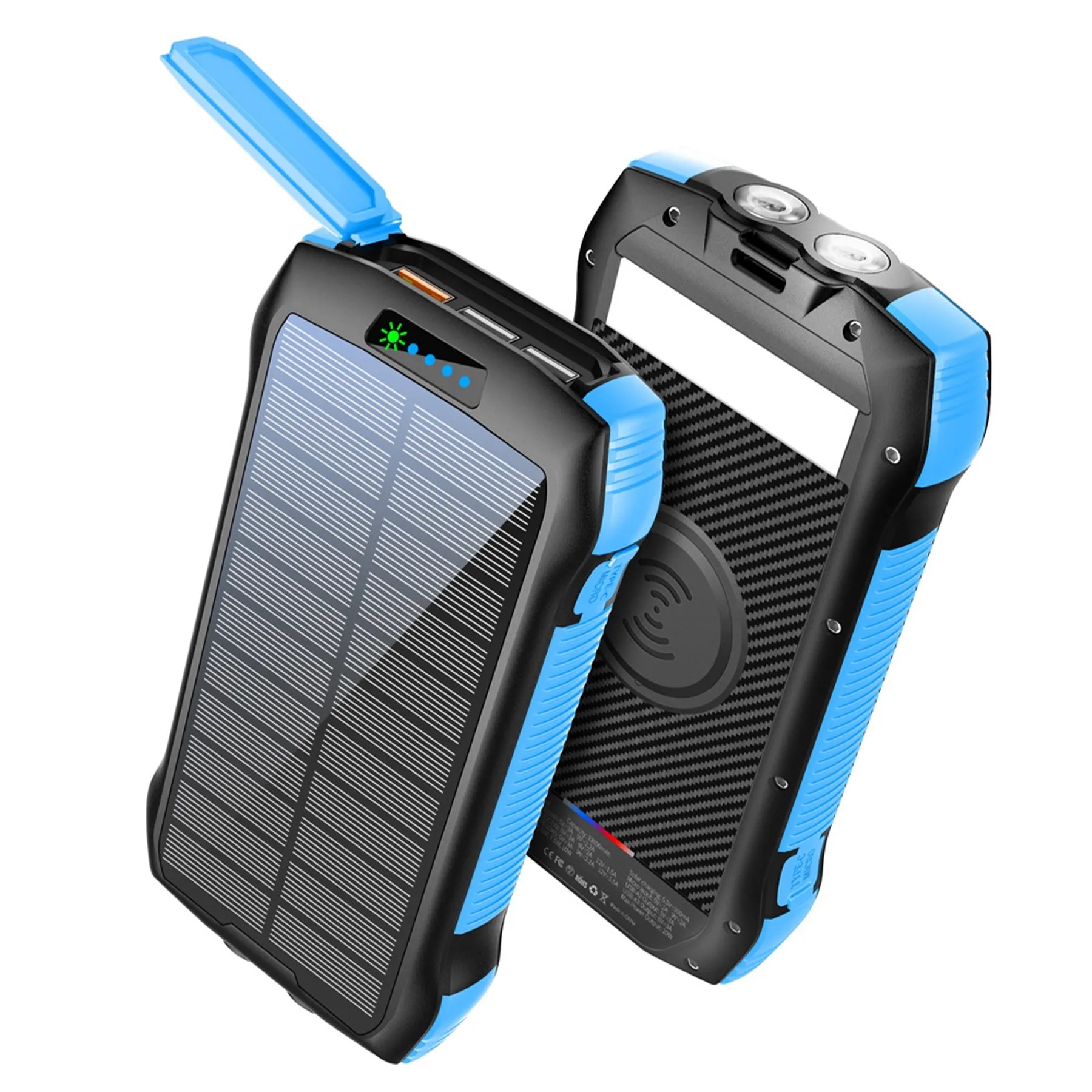 20000Mah Wireless Charging Solar Power Bank Flashlight 2