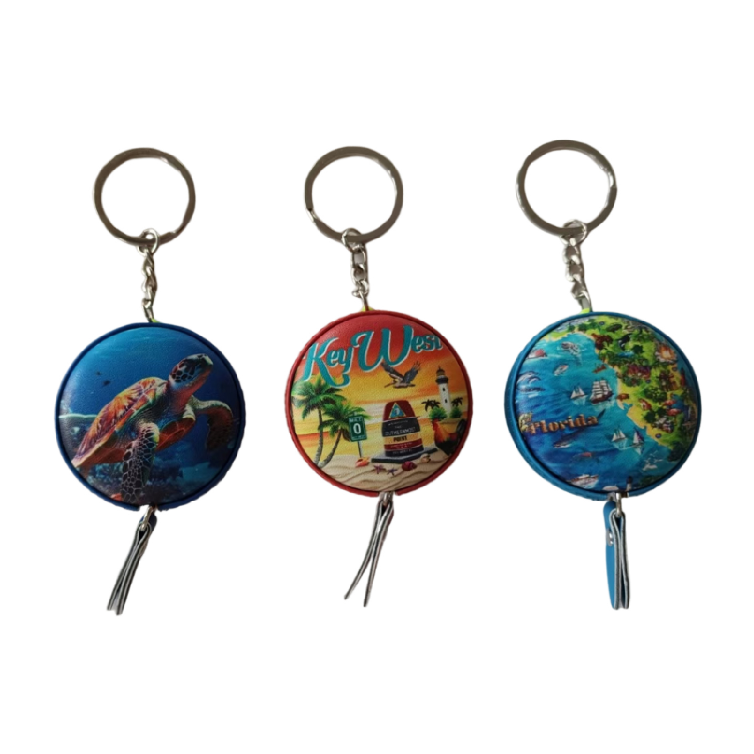 Round Leather Tape Measure Keychain, 60 inches 1