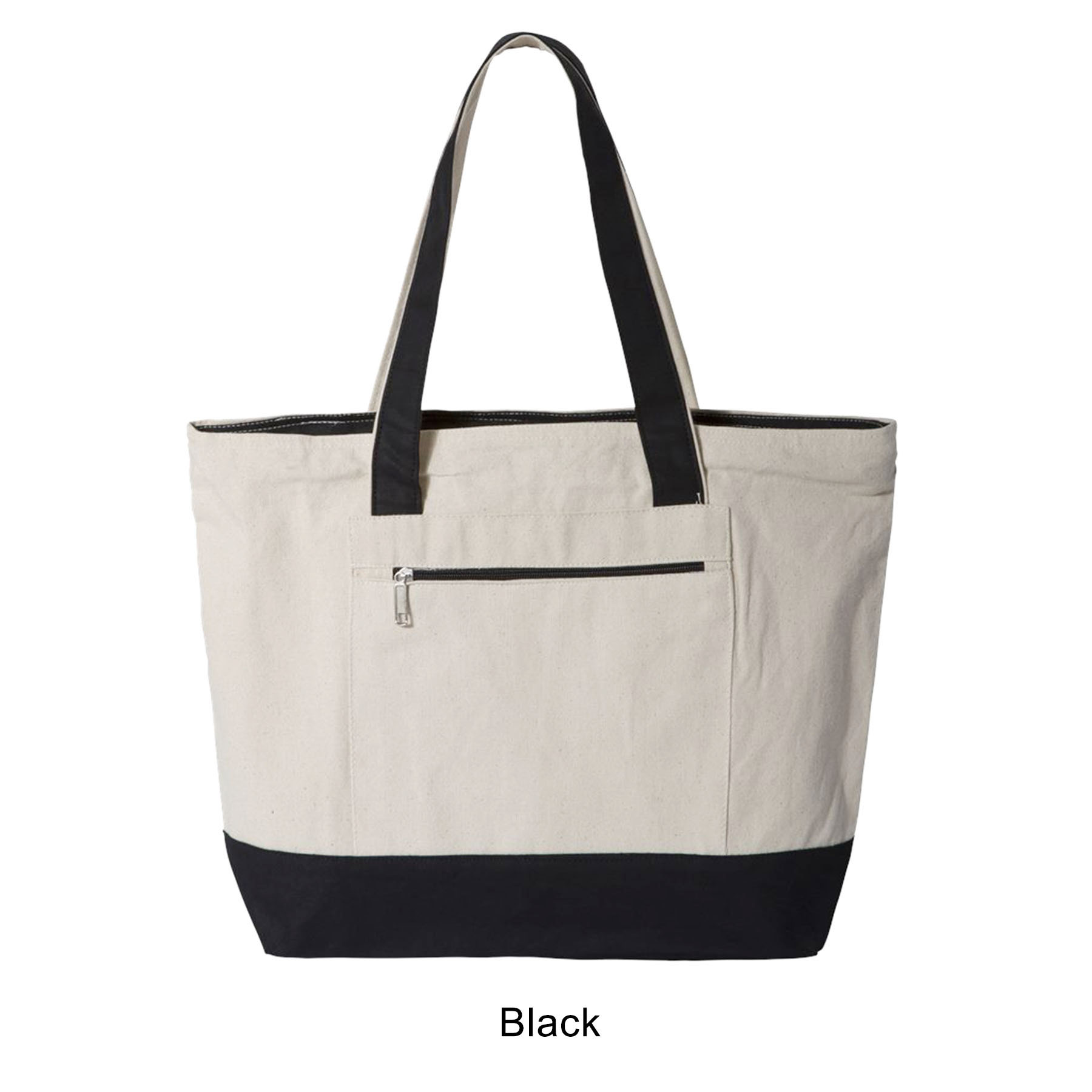 12 oz. Heavy Cotton Canvas Two Tone Zippered Tote Bag_R110BT 4