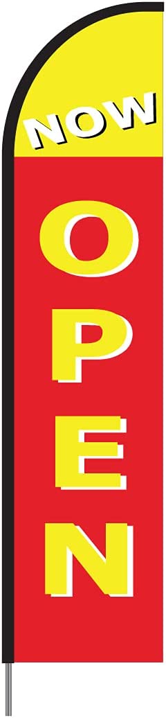Now Open Red & Yellow Flag Kit 15' Feet Feather Flag Sign feather banners Outdoor Banner 1