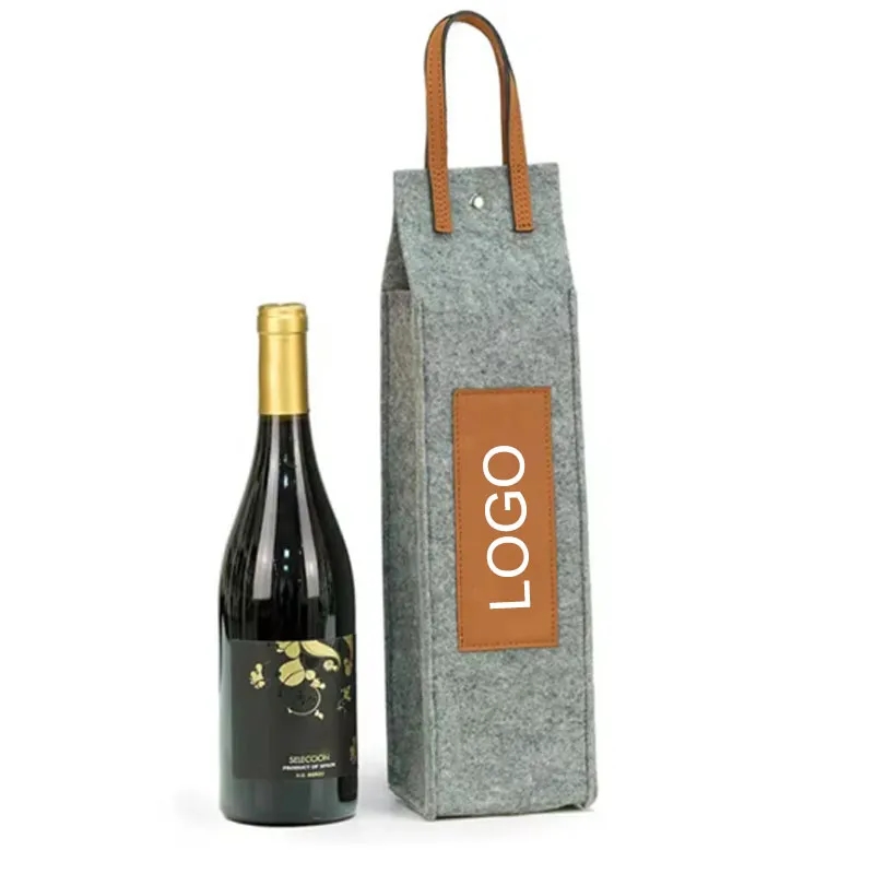 Felt Single Bottle Wine Tote Bag 4