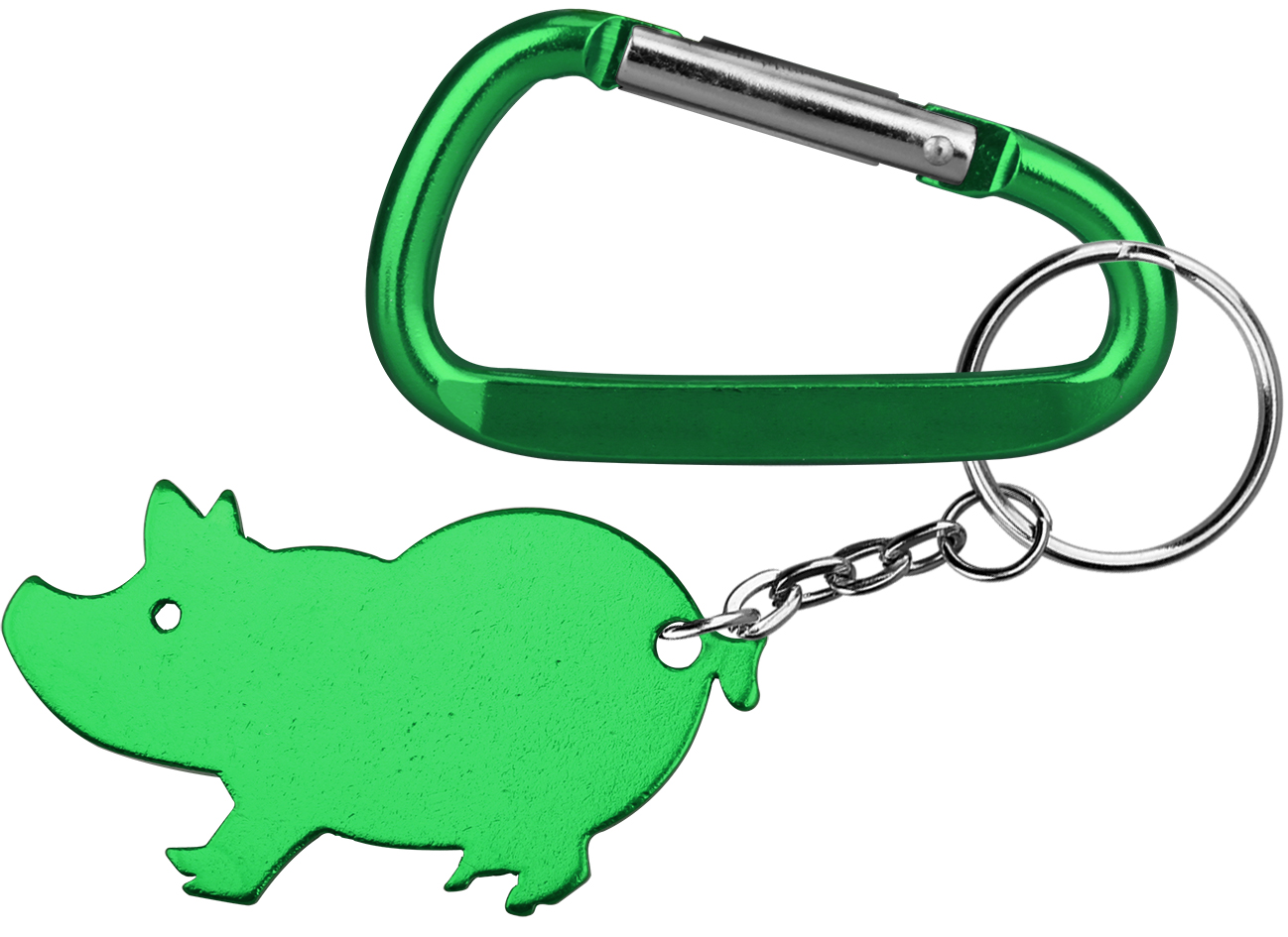Jumbo size pig shape aluminum bottle opener with split key ring and carabiner 4