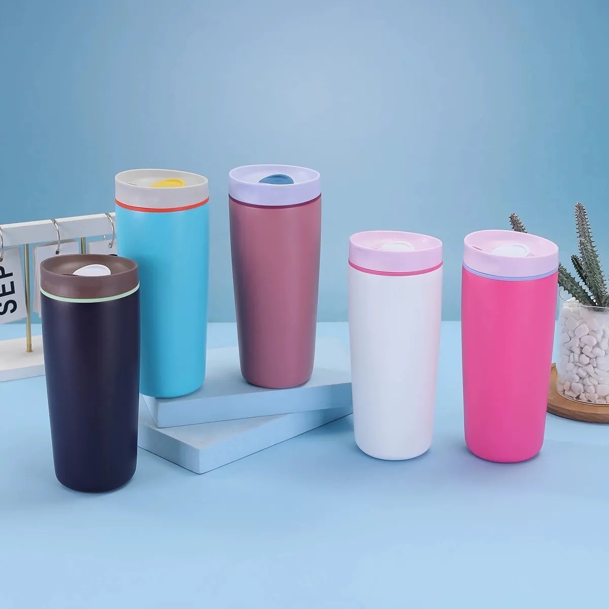 20 Oz. Double Wall Stainless Steel Vacuum Bounce Lid Tumbler 4