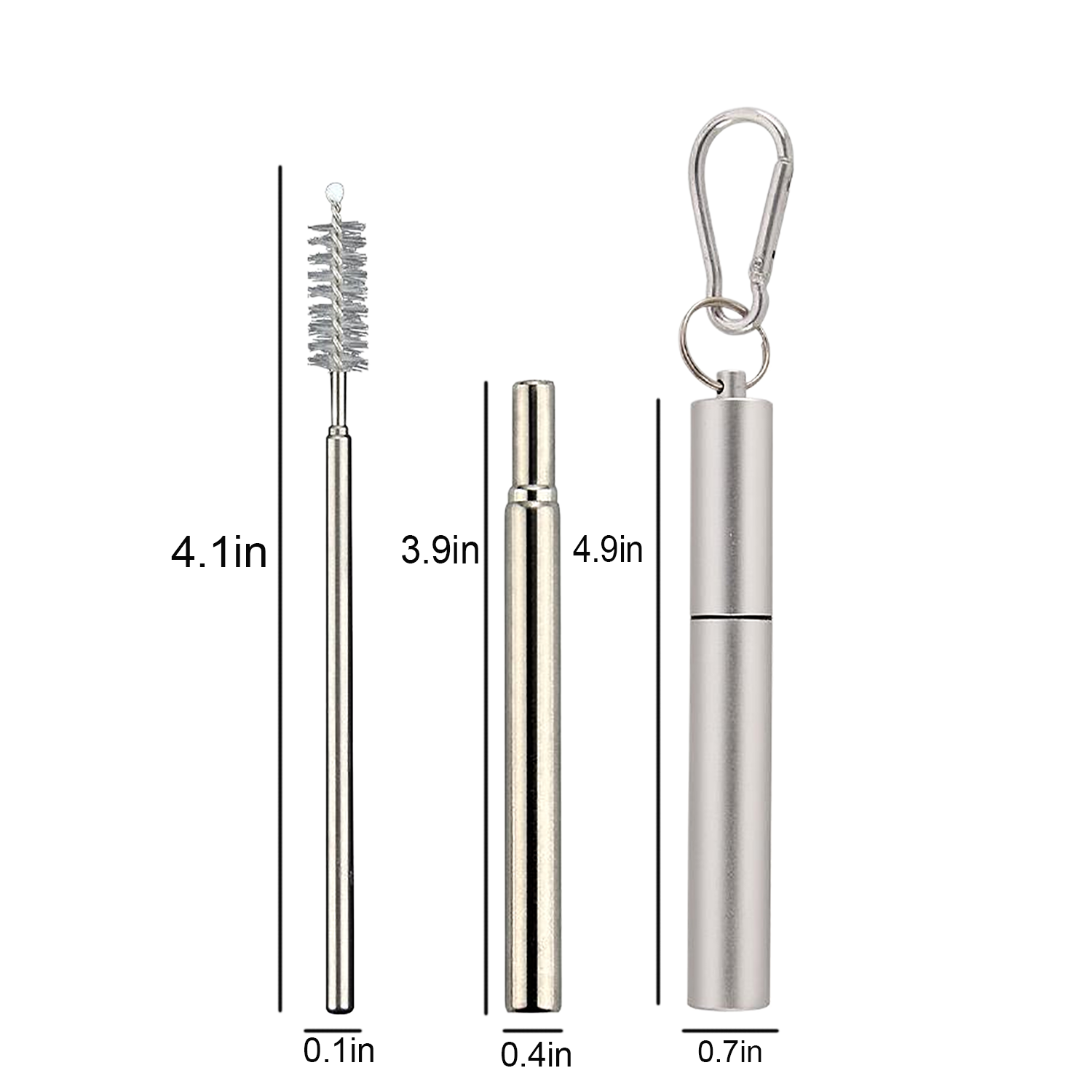 Reusable Stainless Steel Collapsible Straw with Case & Brush 2