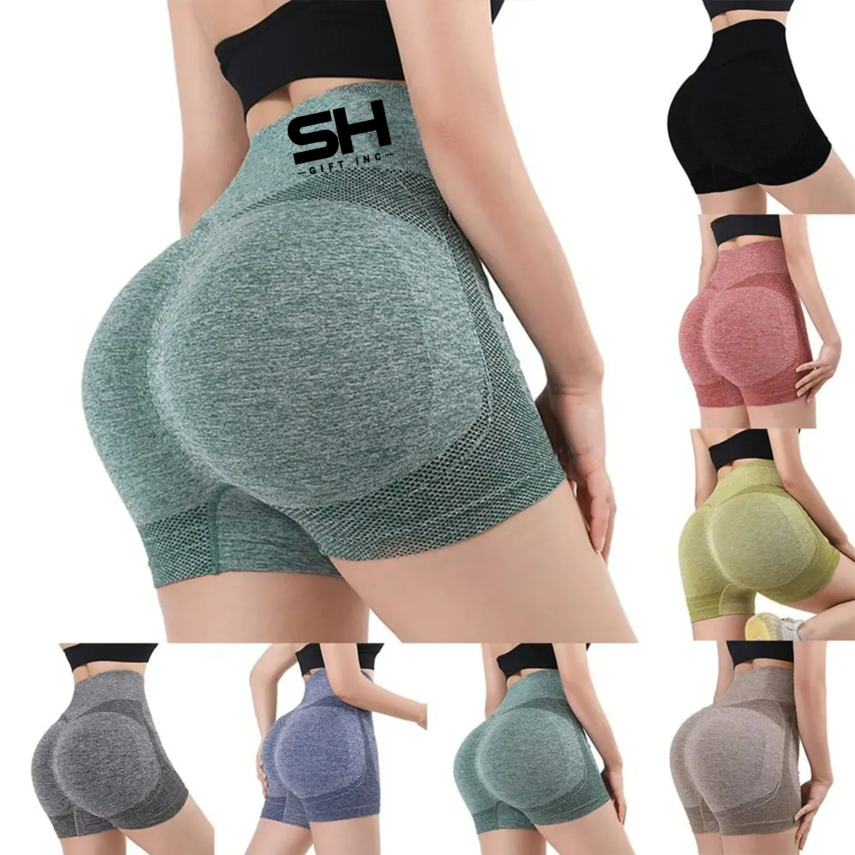 Seamless Women Sports High Waist Gym Yoga Cycling Shorts 2