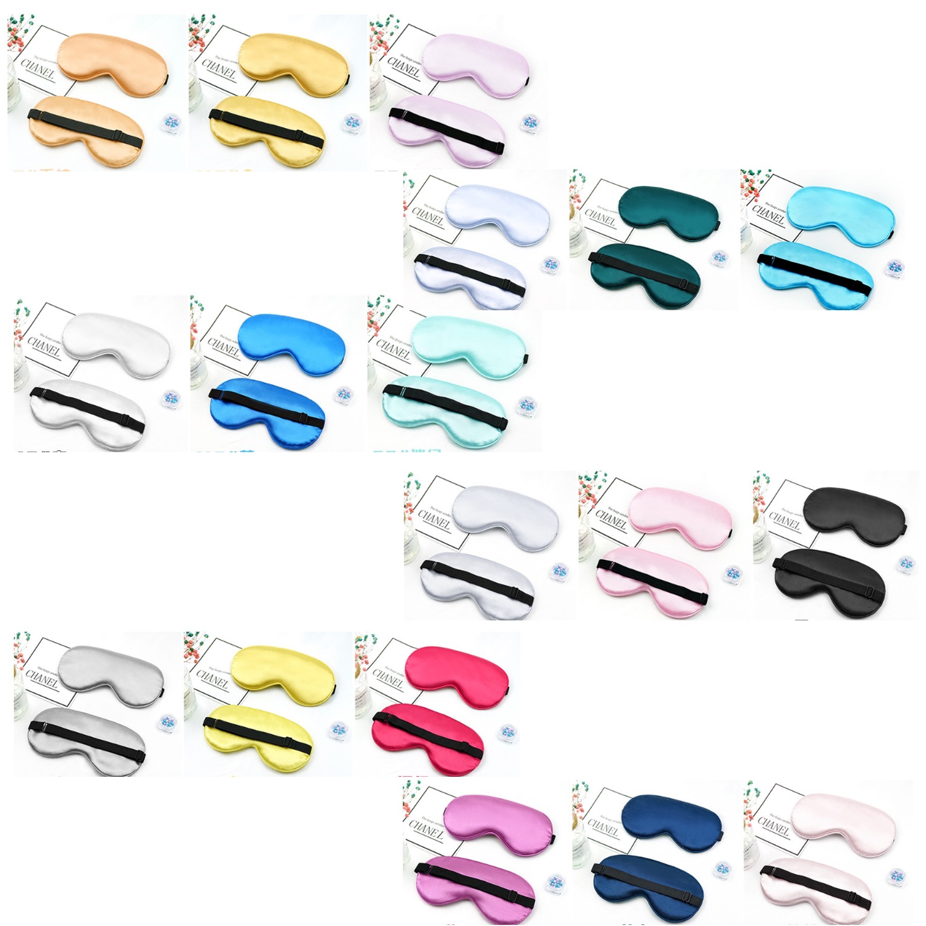 Satin adjustable Sleeping Eye Mask with drawstring pocket 3