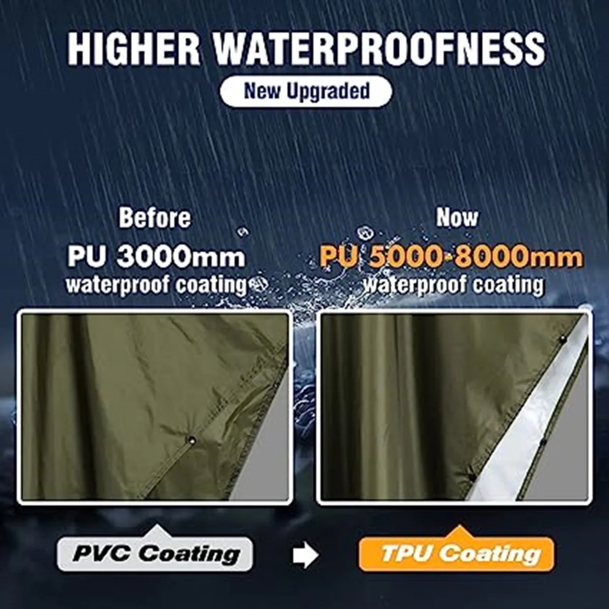 Hooded Waterproof PU Rain Poncho With Pocket 4