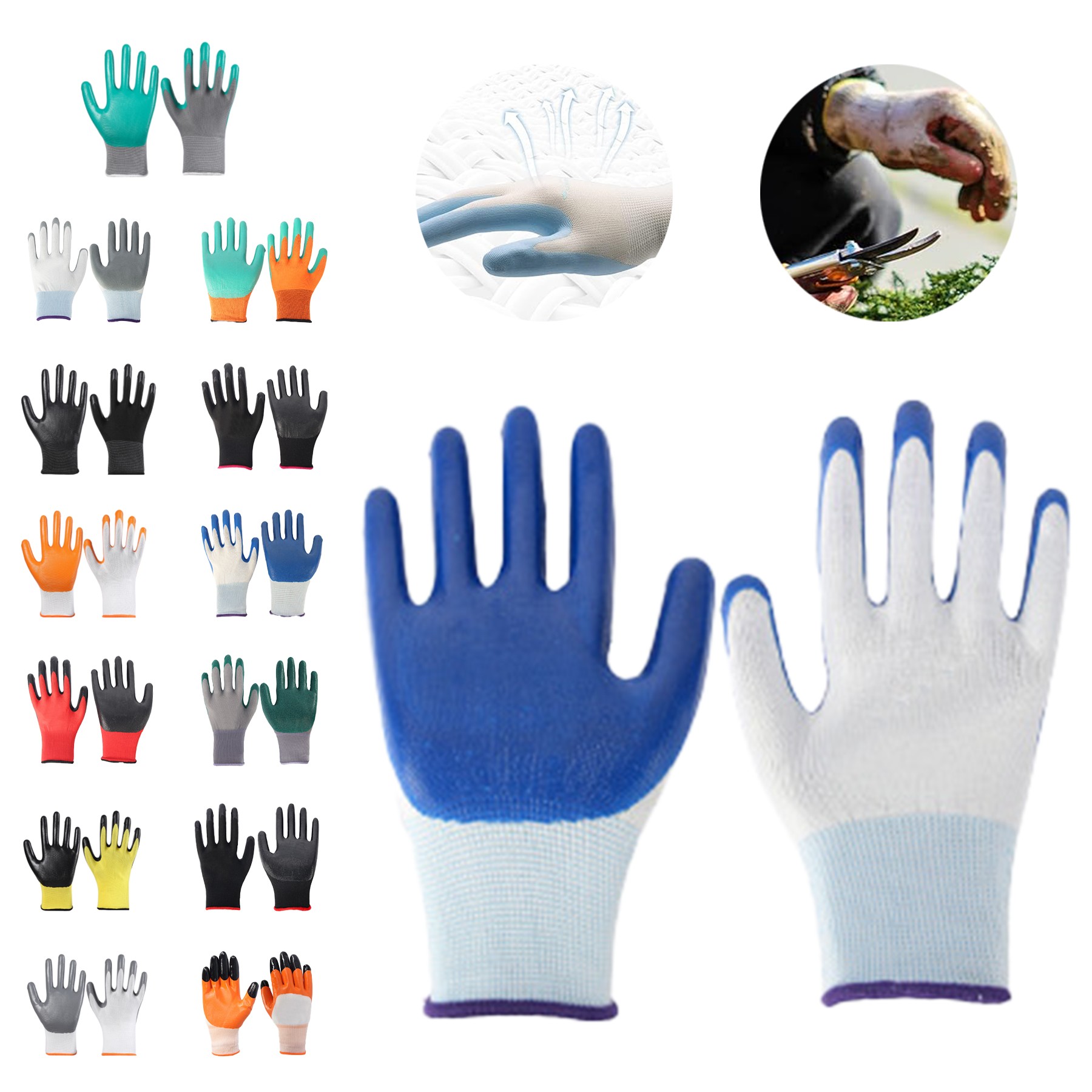 Nitrile Coated Gardening Gloves Yard Work Gloves