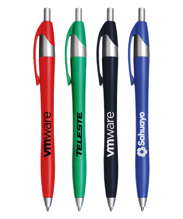 Union Printed Colored Elegant Click Pens with Silver Trim 1