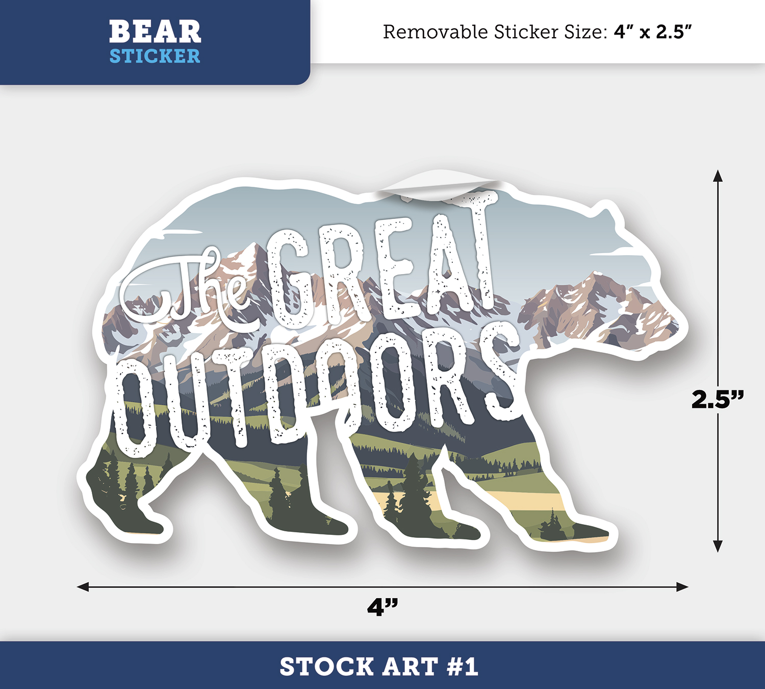Bear - Removable Writeable Matte Sticker - 4" x 2.5" 8