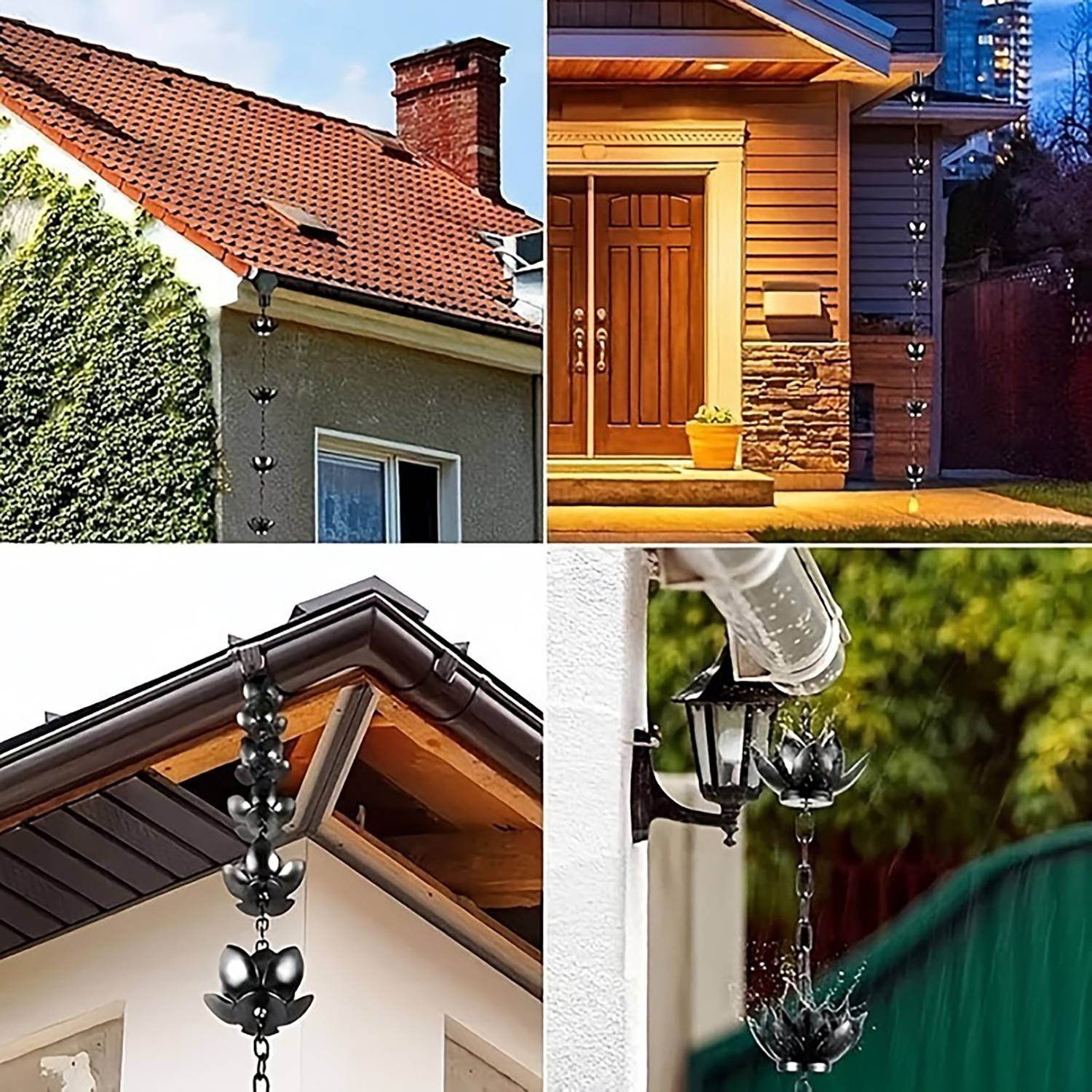 Lotus Design Rust-Resistant Rain Chain Decor 5