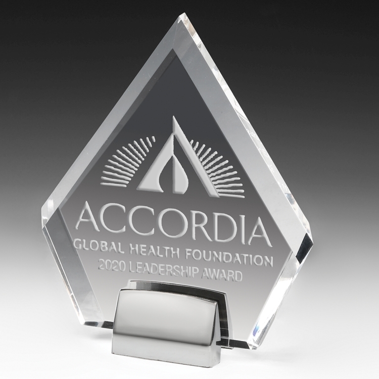 Diamond Award w/Chrome Base (6" x 7" x 3/4") - 4 Color Process 4