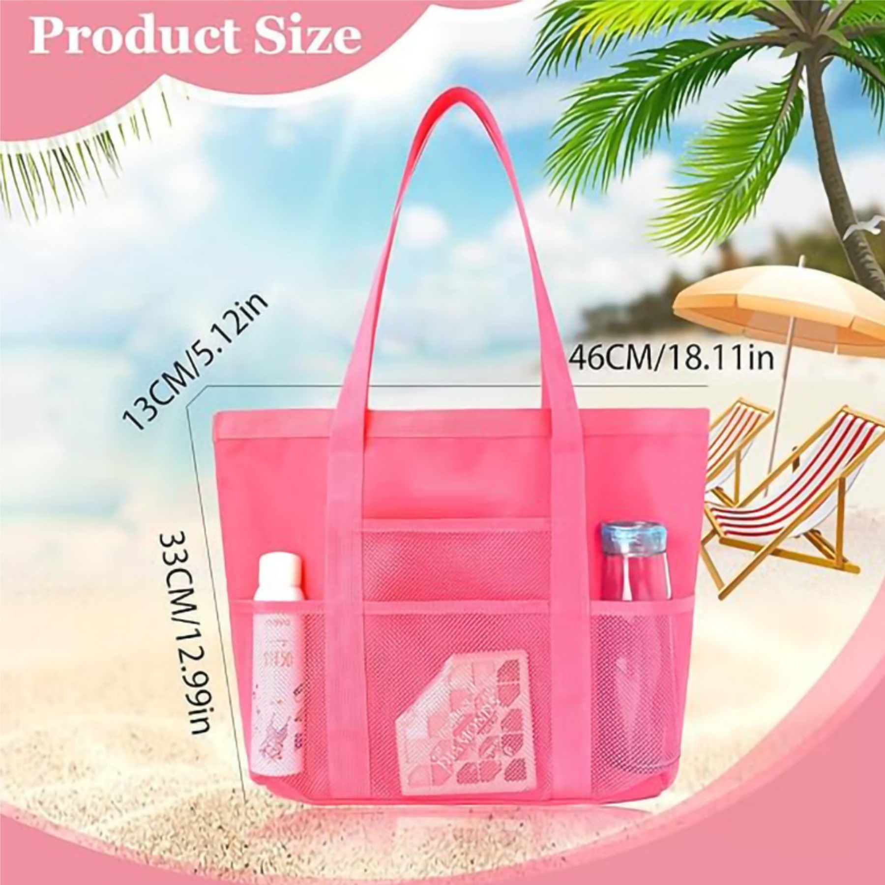 Large Capacity Portable Mesh Beach Tote Storage Bag 3