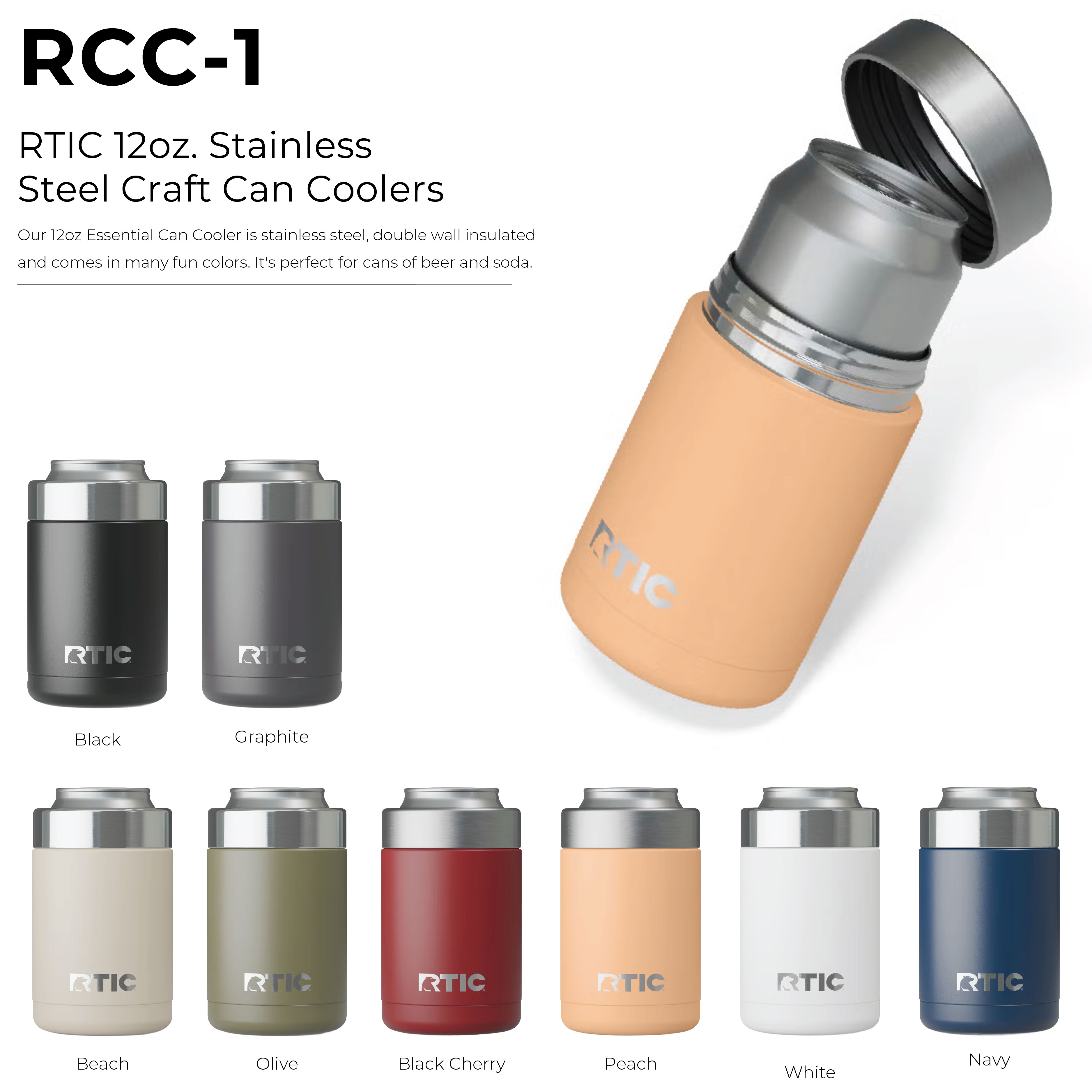 RTIC 12oz Stainless Steel Can Cooler 12