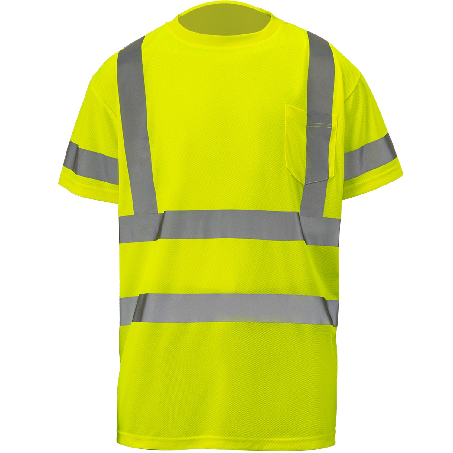 3.8 oz. Polyester Class 3 Double Band Reflective Tape Safety T-Shirt with Pocket 6