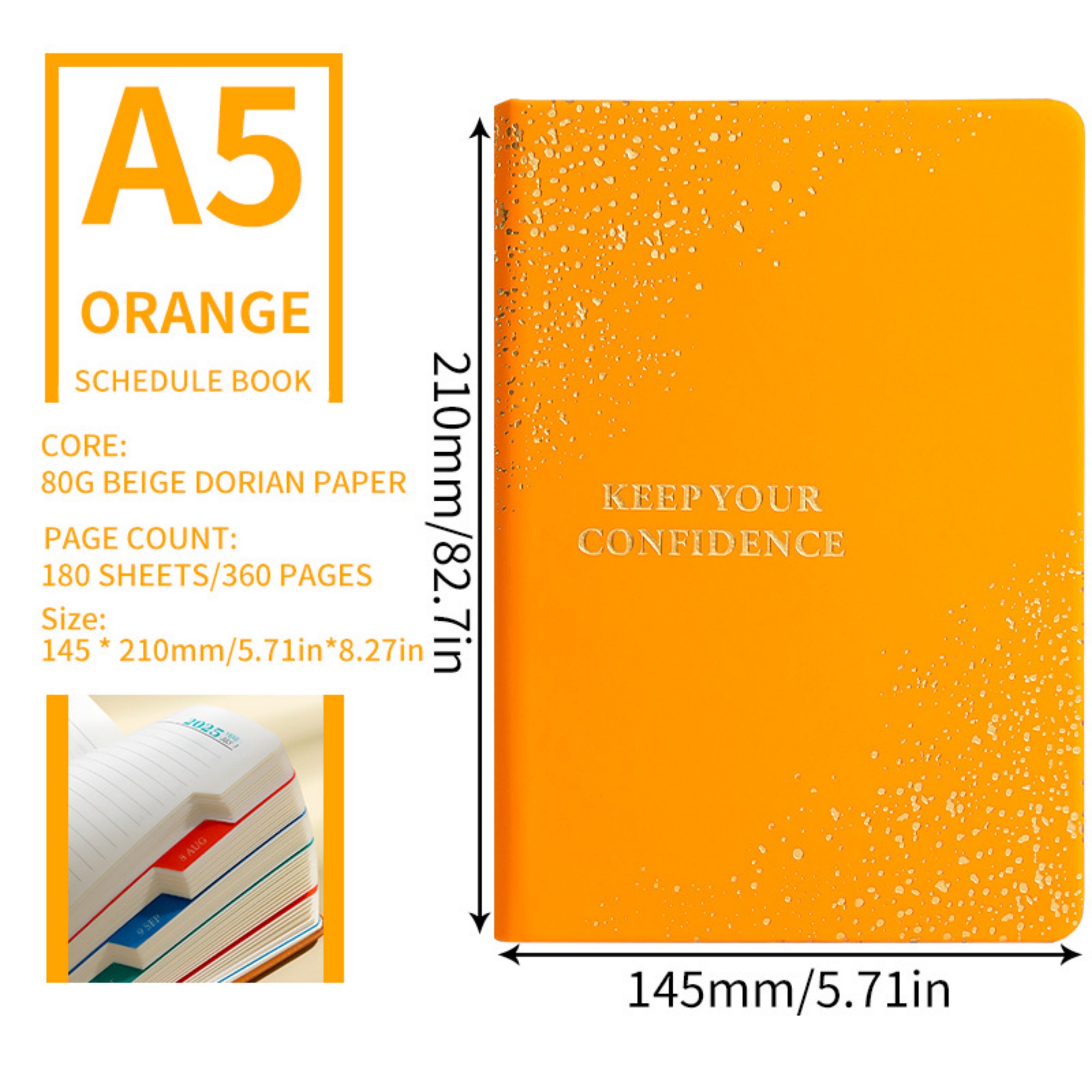 2025 Jan - Dec 5.8" x 8.4" A5 Stars Daily Planner 5